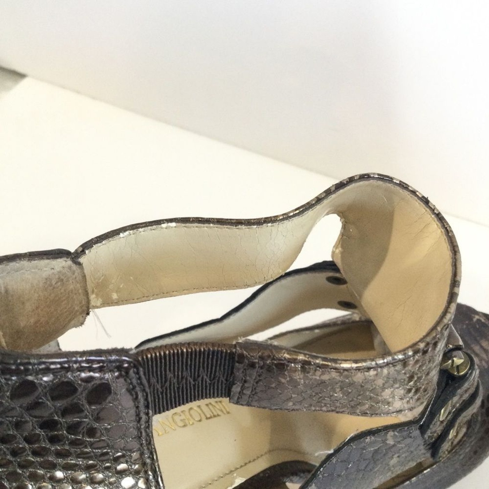 Enzo Angiolini Snake Print Cork Platform Heels