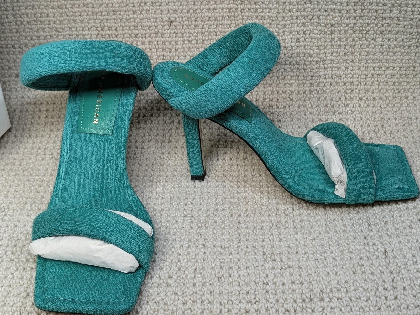 Good American Shoes Womens Terry High Heel Sandals Made in Spain New Size 7