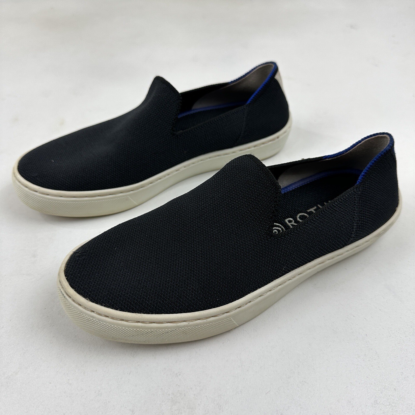 ROTHY’S Black Original Slip On Sneakers Size 6 Washable Knit Recycled Materials