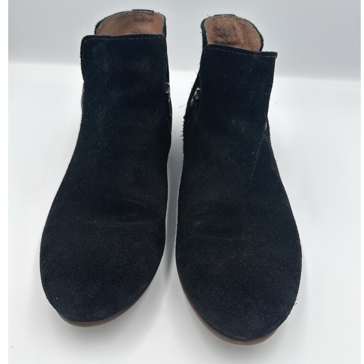 Eric Michael Suede Leather Zip Ankle Isabella Boots Womens Size 37 Black Comfort