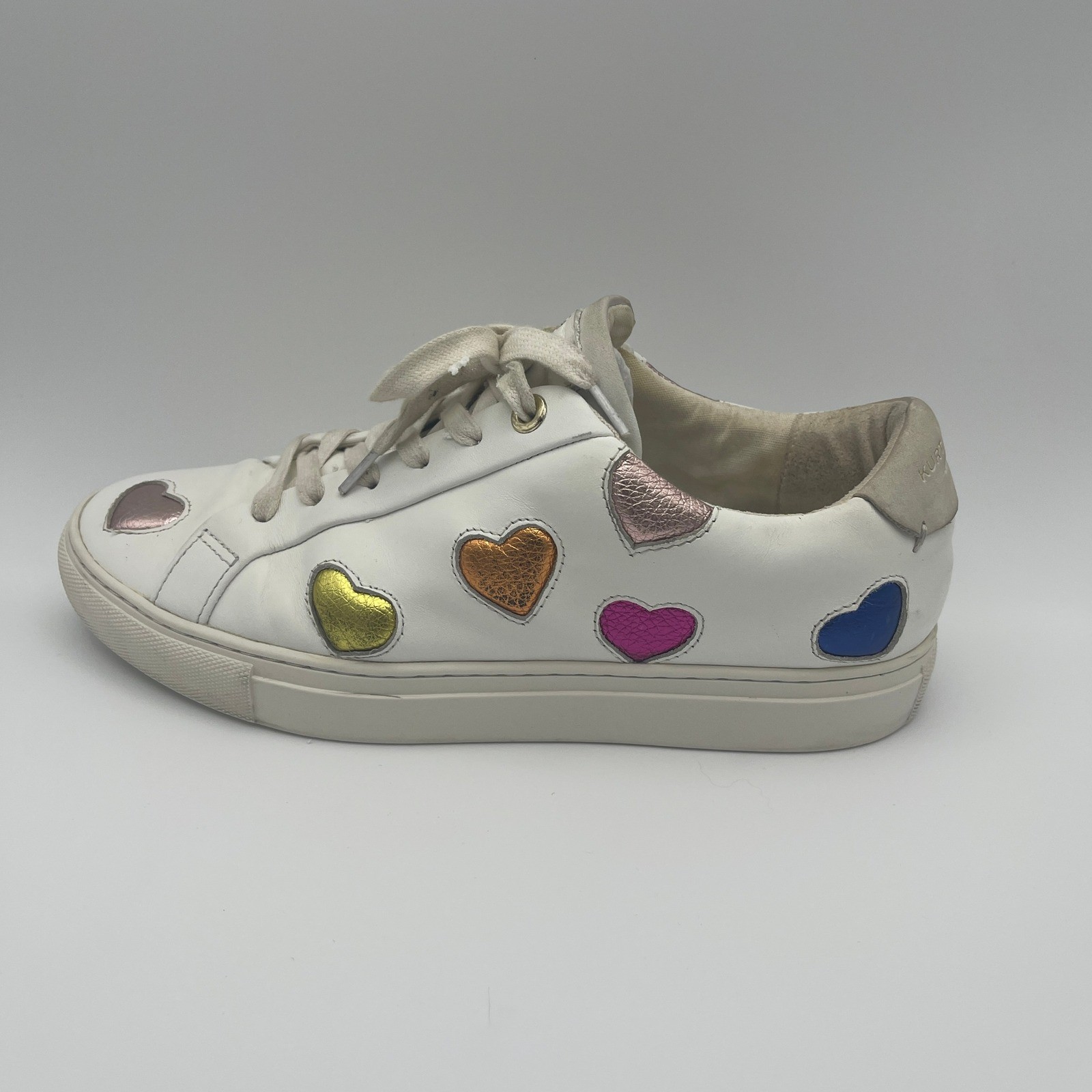 Kurt Geiger London Lane Euro 42 Love White Multicolor Puffy Hearts Sneakers