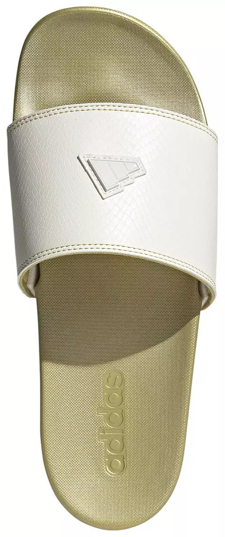 Adidas Adilette Comfort Slides White/Gold Slip On Slides Unisex Adults
