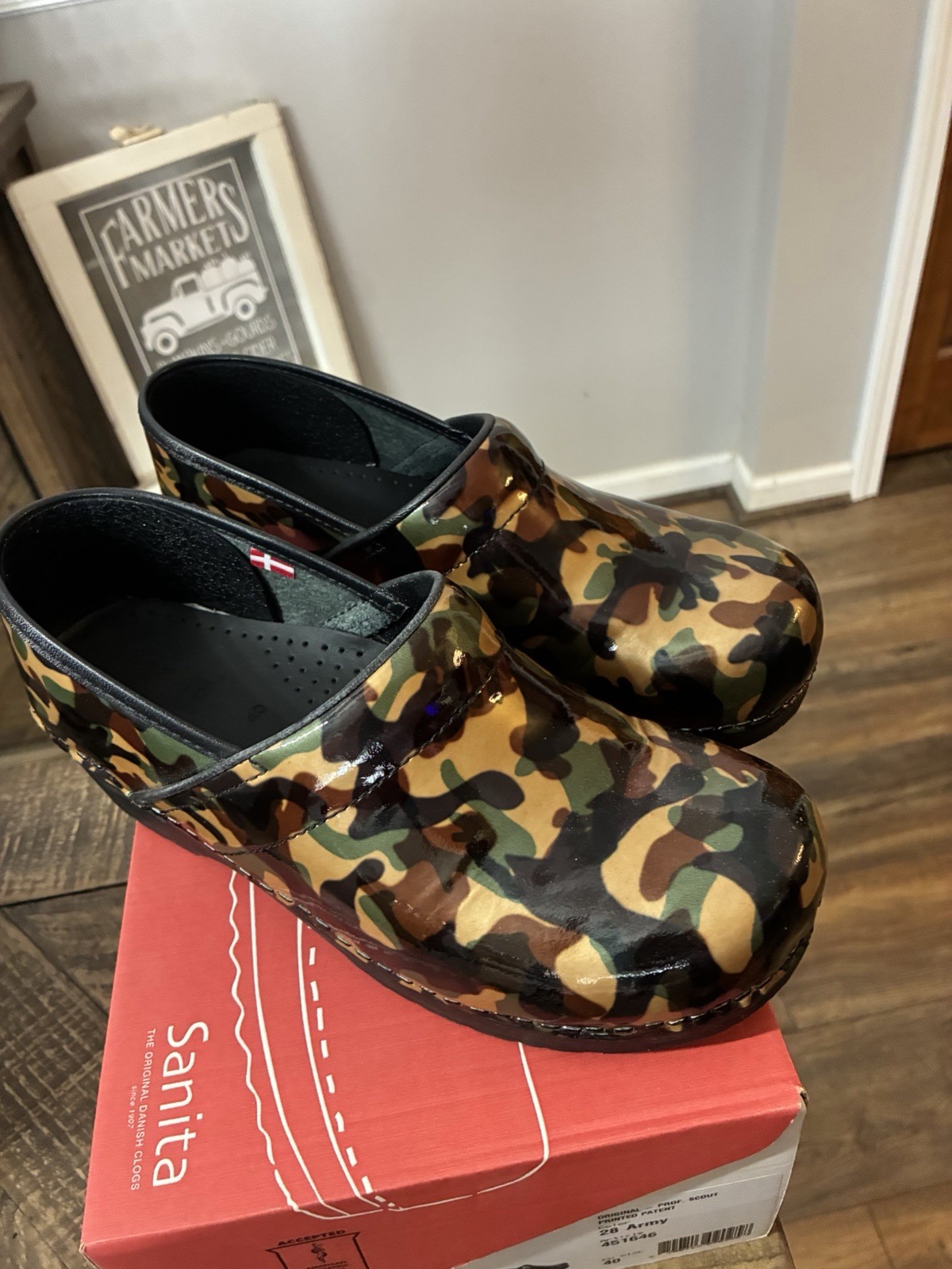 Sanita Professional Scout Camouflage Leather Clogs Comfort Slip Resistant US 9