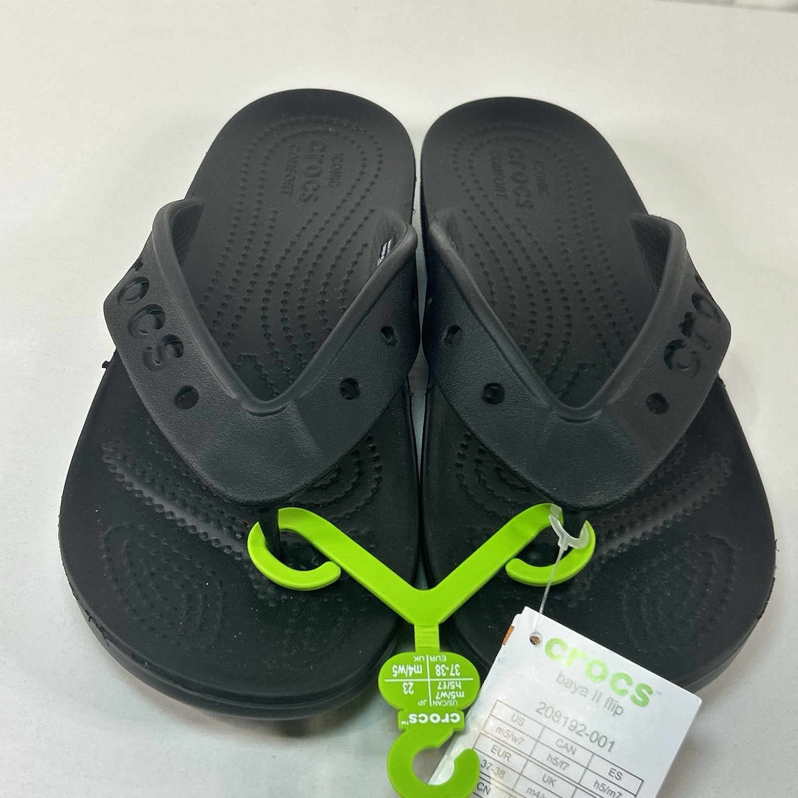 Crocs Baya II Flip Flops Sandal Unisex Black US Womens Size 7 Men 5 NEW