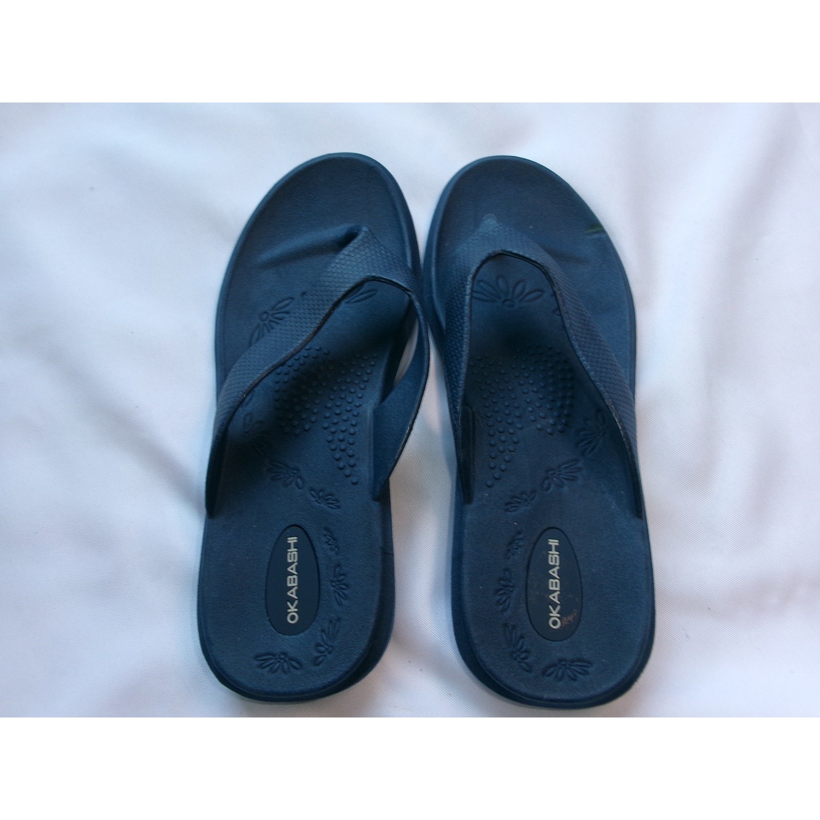 Okabashi Women’s Flip Flop Sandals Navy Comfort Massage M/L 8-9 USA