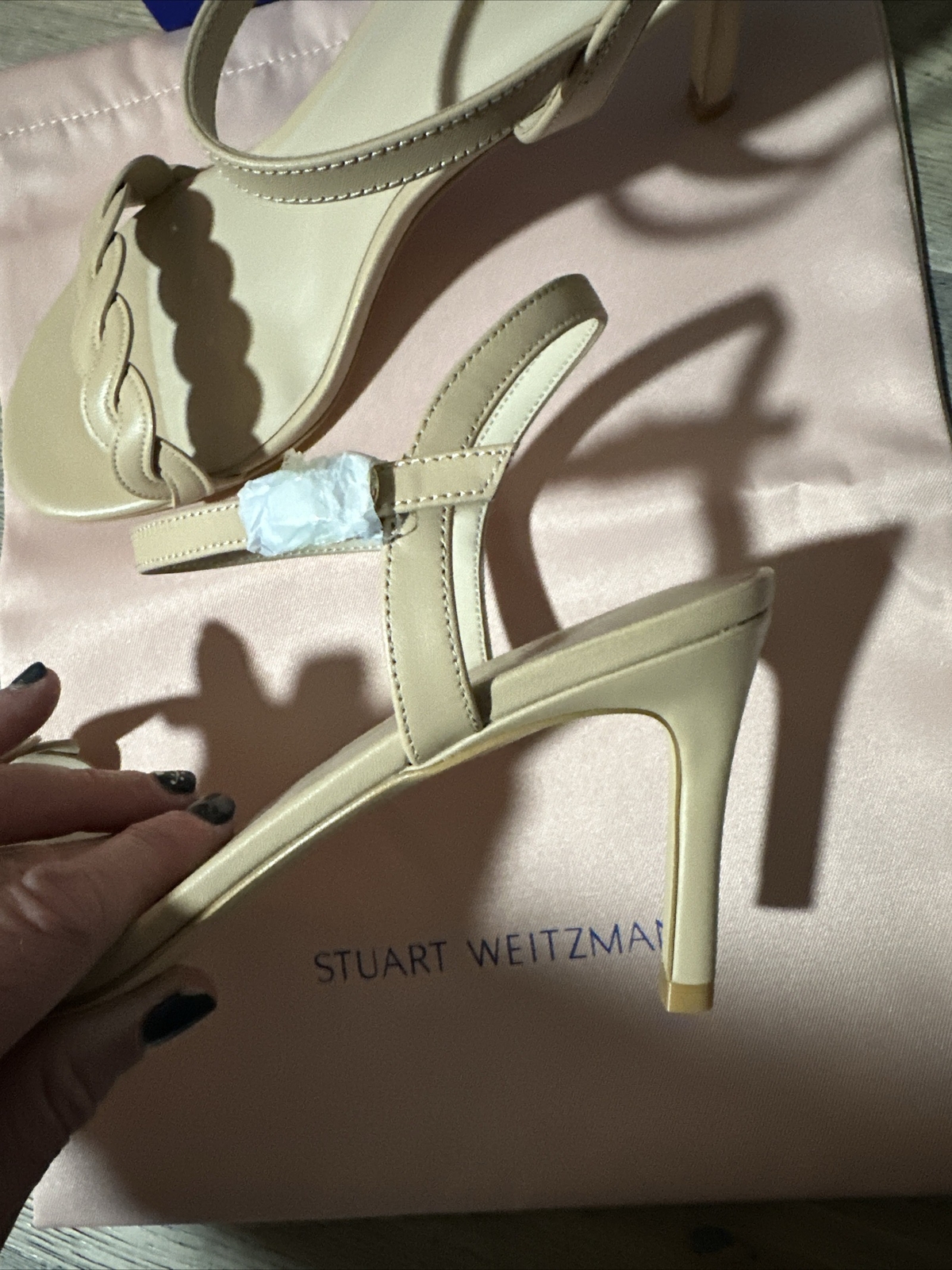 Stuart Weitzman Dancer Twistie 75 Leather Sandal Women’s Golden Beige Size 10