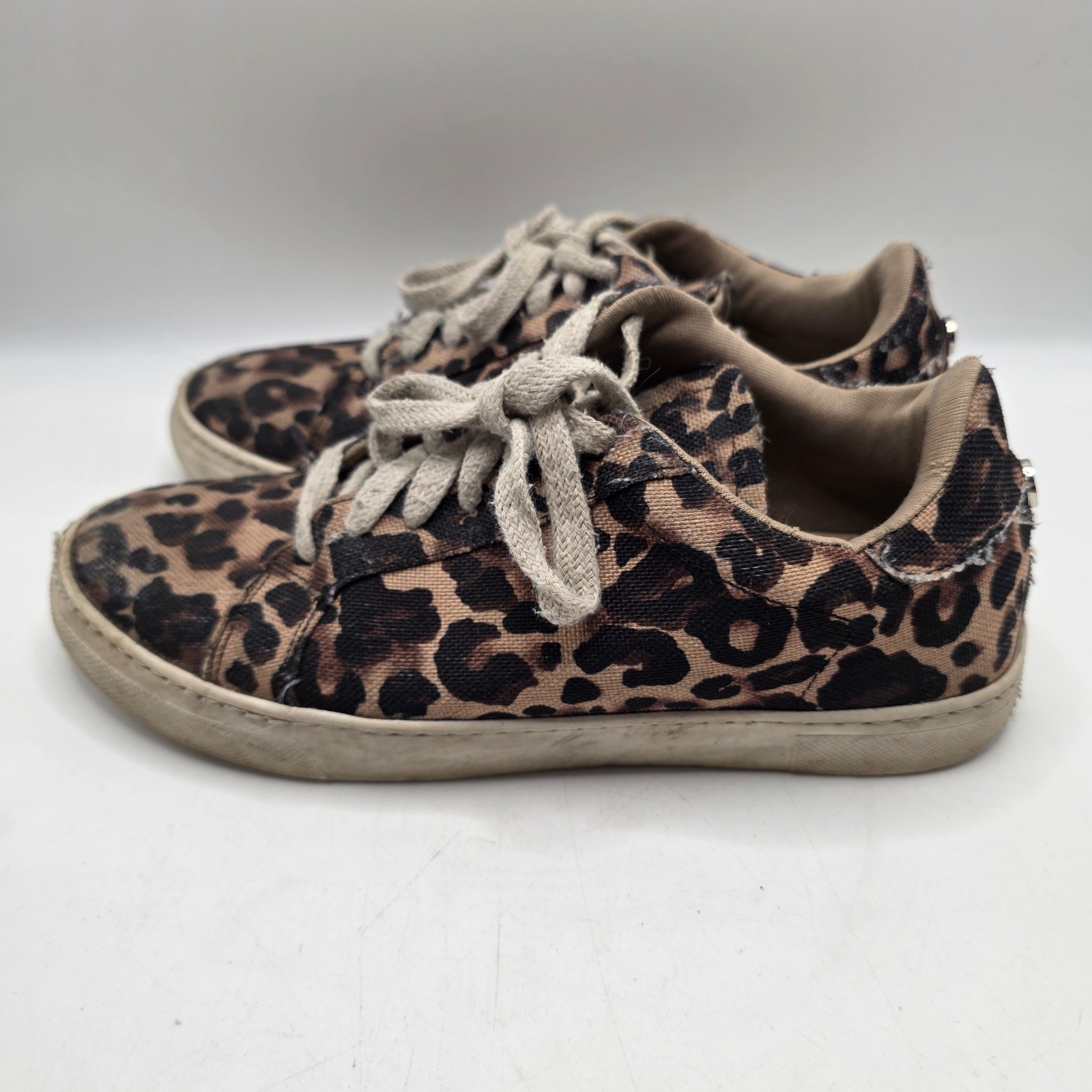 Steve Madden Vonn Sneakers Womens 7.5 Leopard Print Lace Up Casual Fashion Shoes