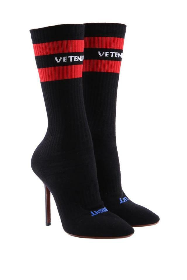 Vetements Black Knit Sock Stiletto Pumps sz US 6 / IT 36 $985 ~ FLAWLESS, NEW ~