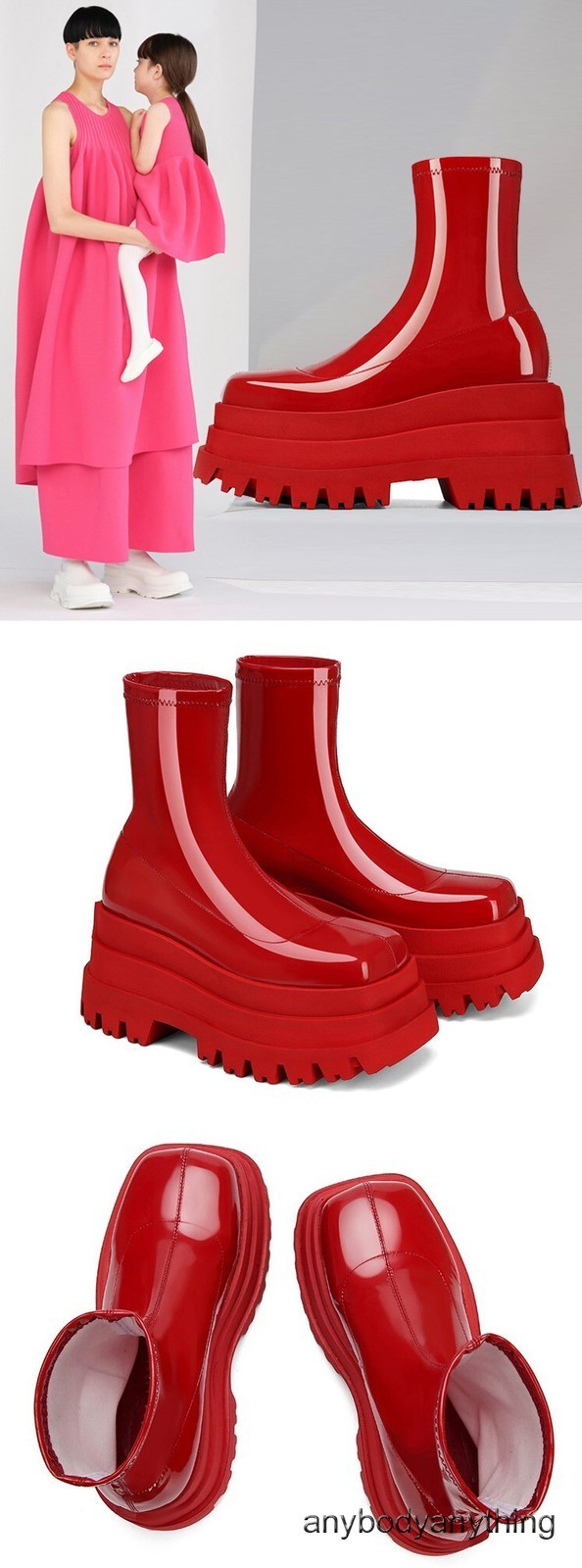Street Style Women Thick Soled Platform Stretchy Ankle Boots High Heel Round Toe