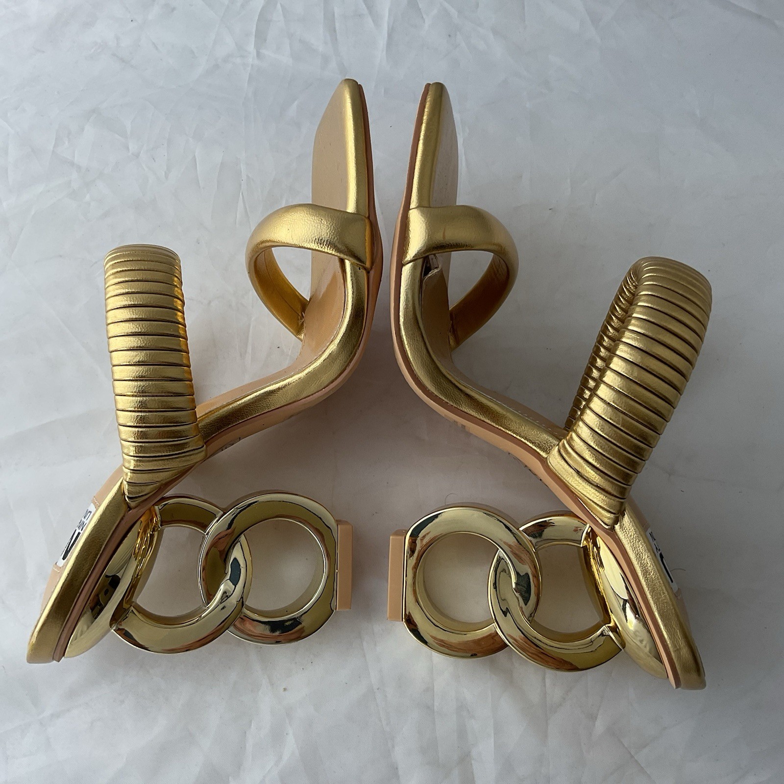 Ninety Union Women’s Gold Raddle Metallic Heel Sandals Shoes Size 4 -G4
