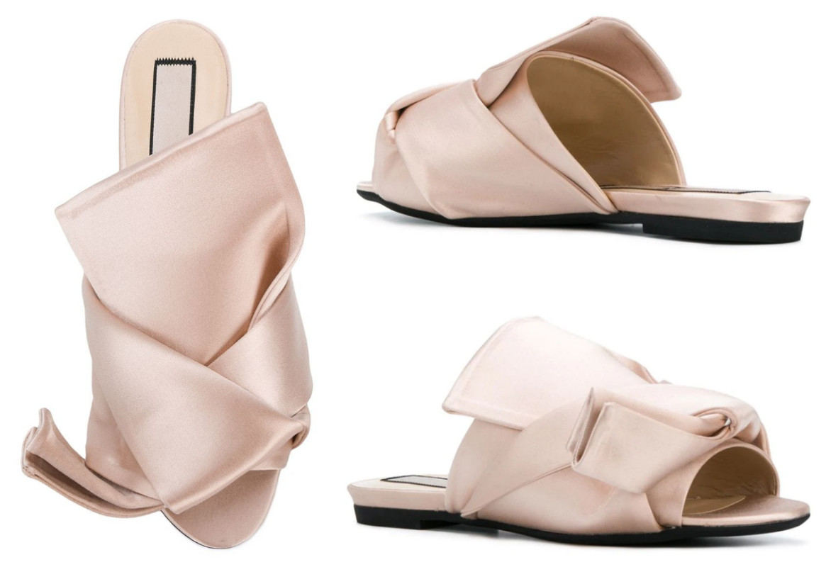 Nº21 cipria satin flat bow mules sz US 6/ IT 36 $525