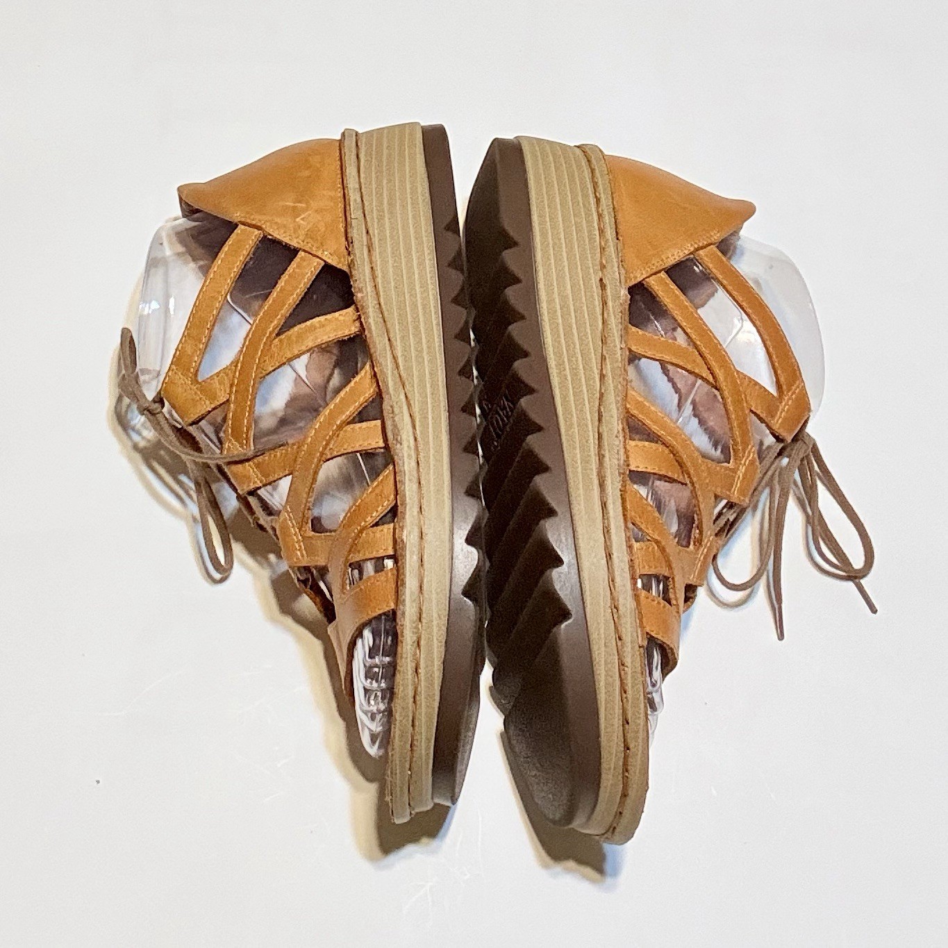 Naot Leather Lace-Up Gladiator Comfort Sandals Camel Tan EU 38 US 7.5