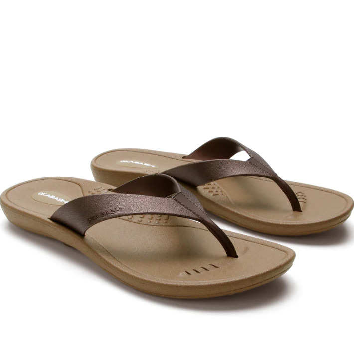 NEW Okabashi Breeze Women’s Flip Flops Toffee Black Comfort Arch Support Sandals