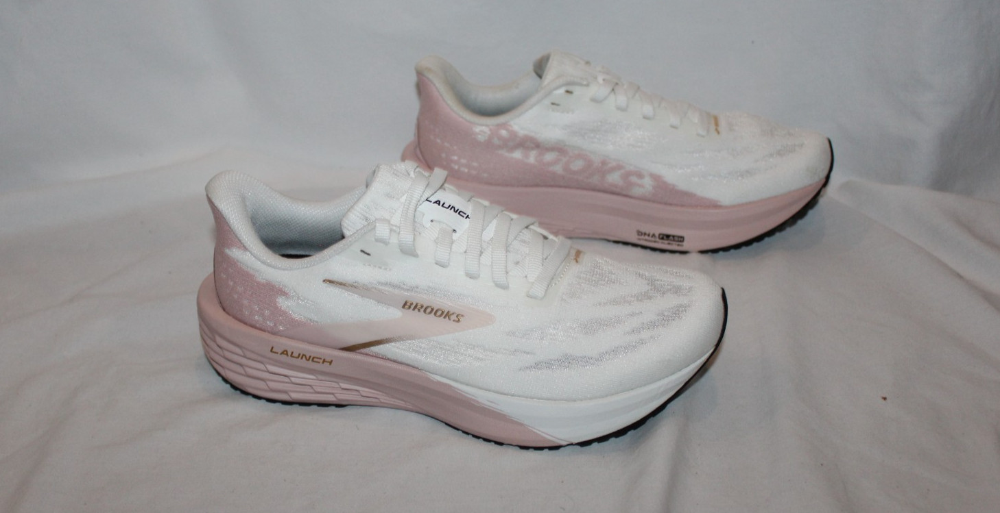 Brooks Women’s Launch 11 Running Athletic Sneakers White Gold Pink NEW SZ 6.5