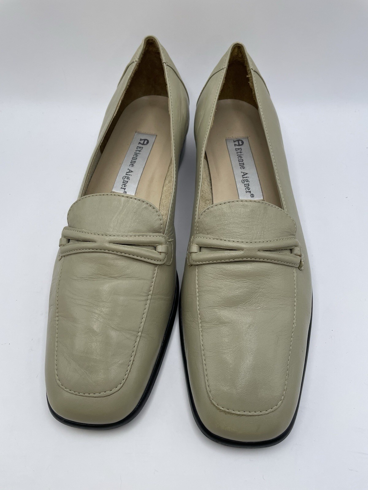 Etienne Aigner Loafers 8 M Pistachio Leather Vintage 90s Classic STELLA