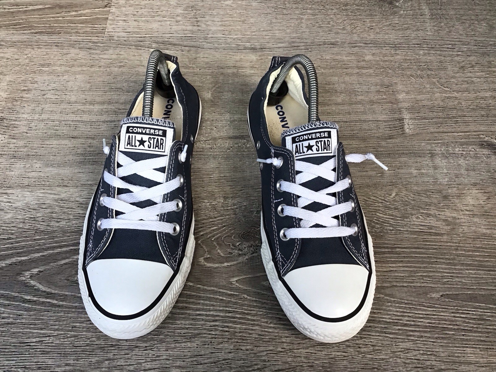 Converse Women’s 10 Chuck Taylor All Star Shoreline Navy Slip On Shoes 537080F