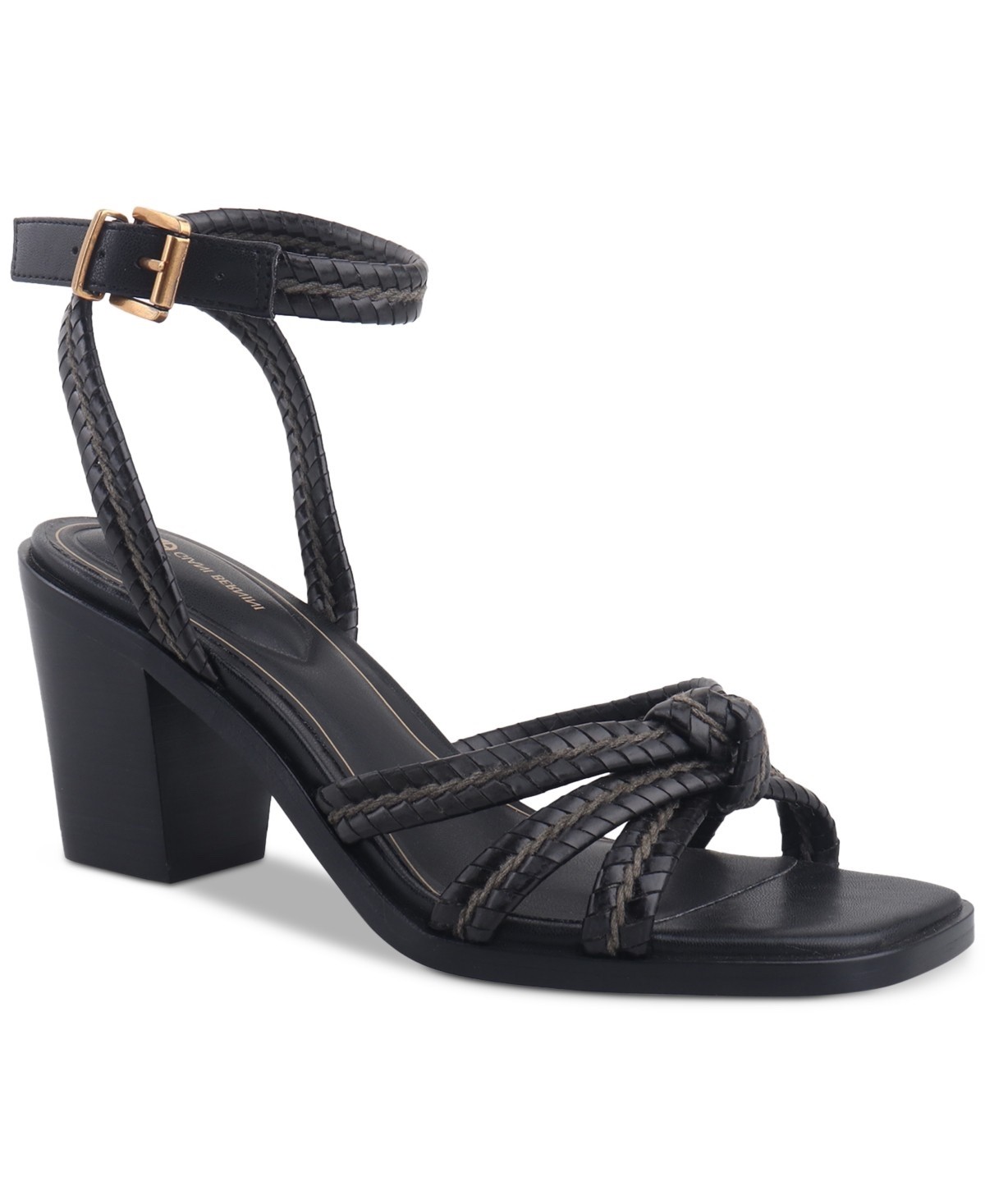 Giani Bernini Women’s Renaee Block Heel Woven Strappy Dress Sandals Black