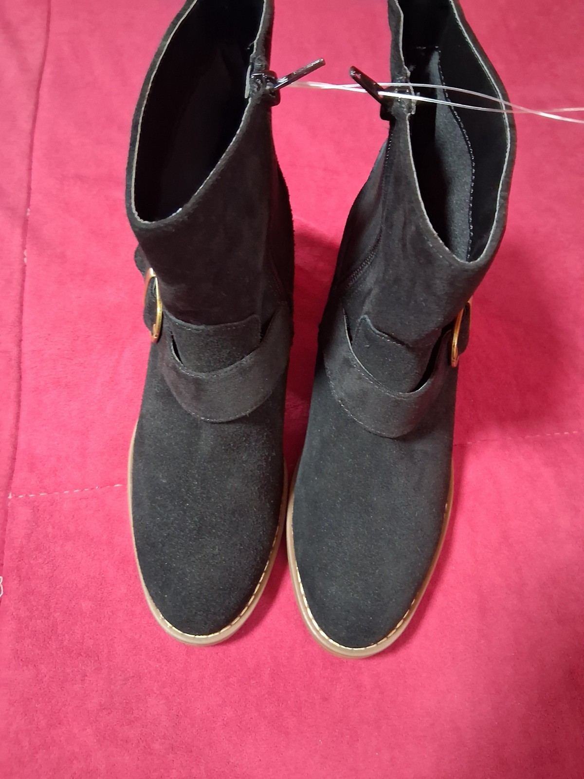 Kensie JULZ4 Black Suede Ankle Bootie Round Toe Side Zip Buckle US 7.5.Item#0031