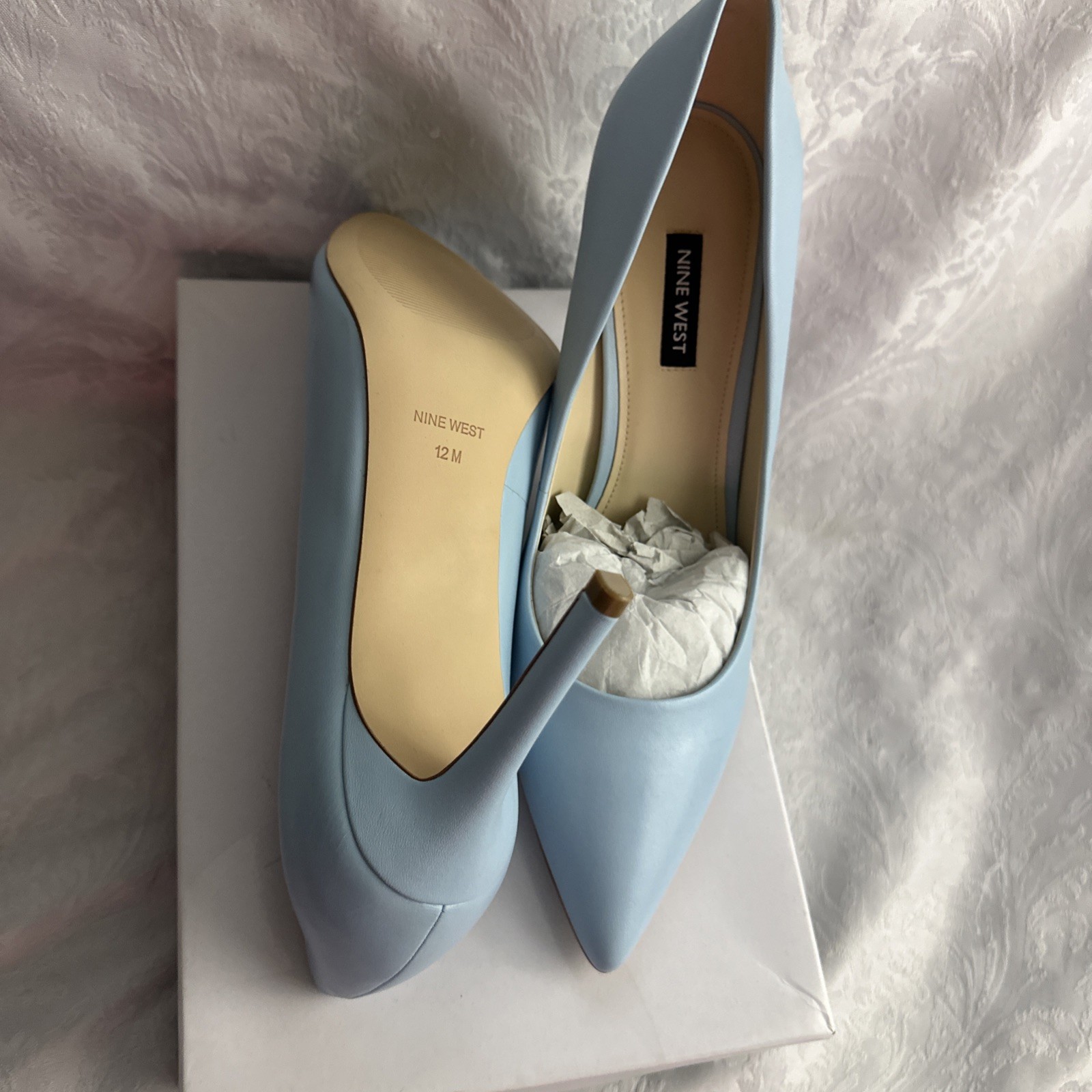 NINE WEST EZRA POINTED TOE PUMPS MEDIUM BLUE 420 SZ 12 MED BNIB