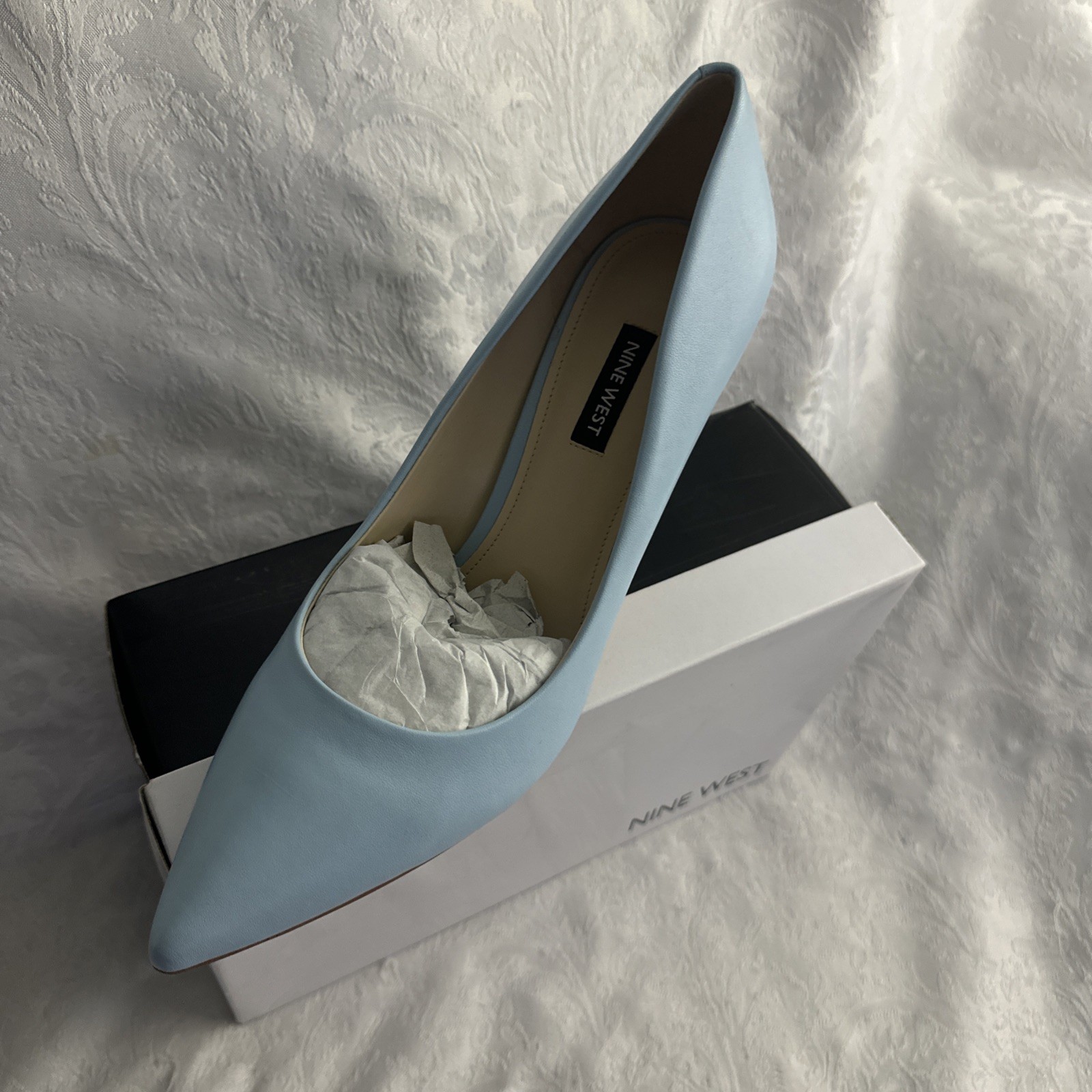 NINE WEST EZRA POINTED TOE PUMPS MEDIUM BLUE 420 SZ 12 MED BNIB