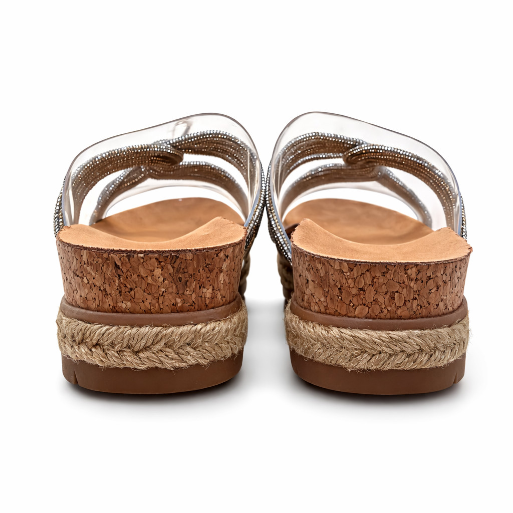 NWOT Proove Adrienne Vittadini Beaded Rhinestone Platform Slide Sandals Size 7.5