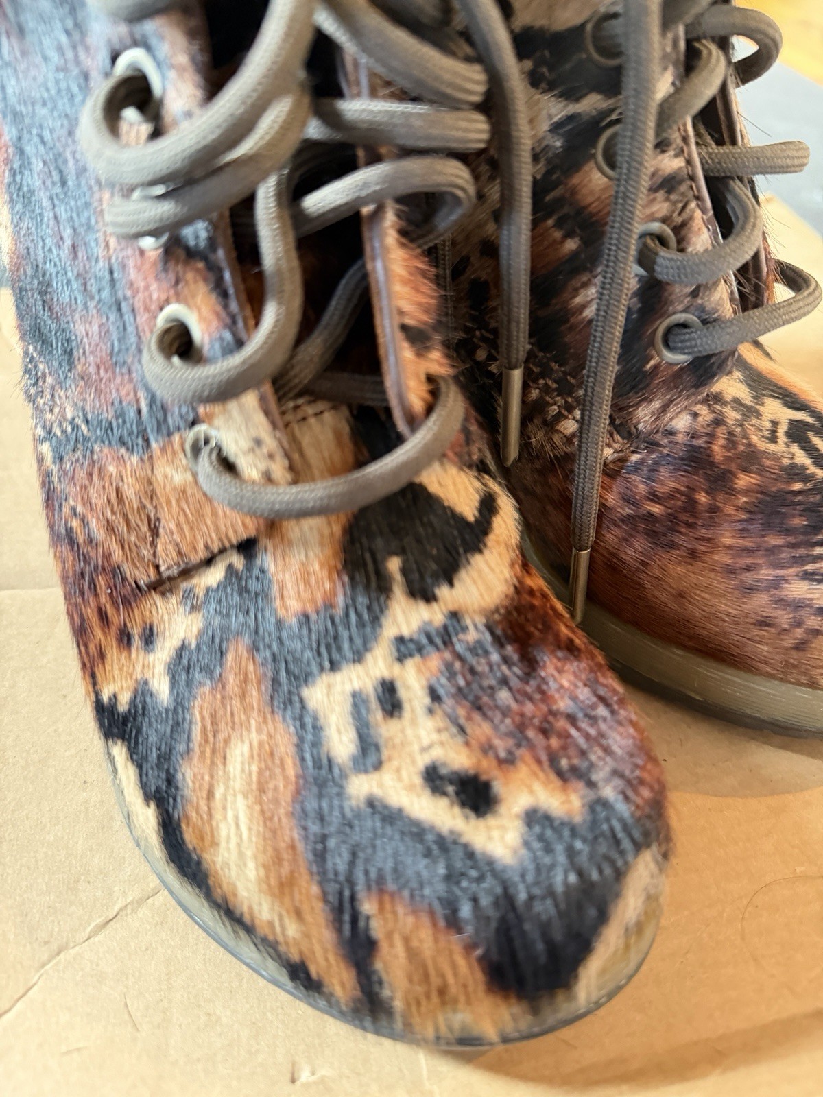 Dr. Martens Women’s Brown Pony Hair Darcie 3.5″ Heel Boots Size US 5 W