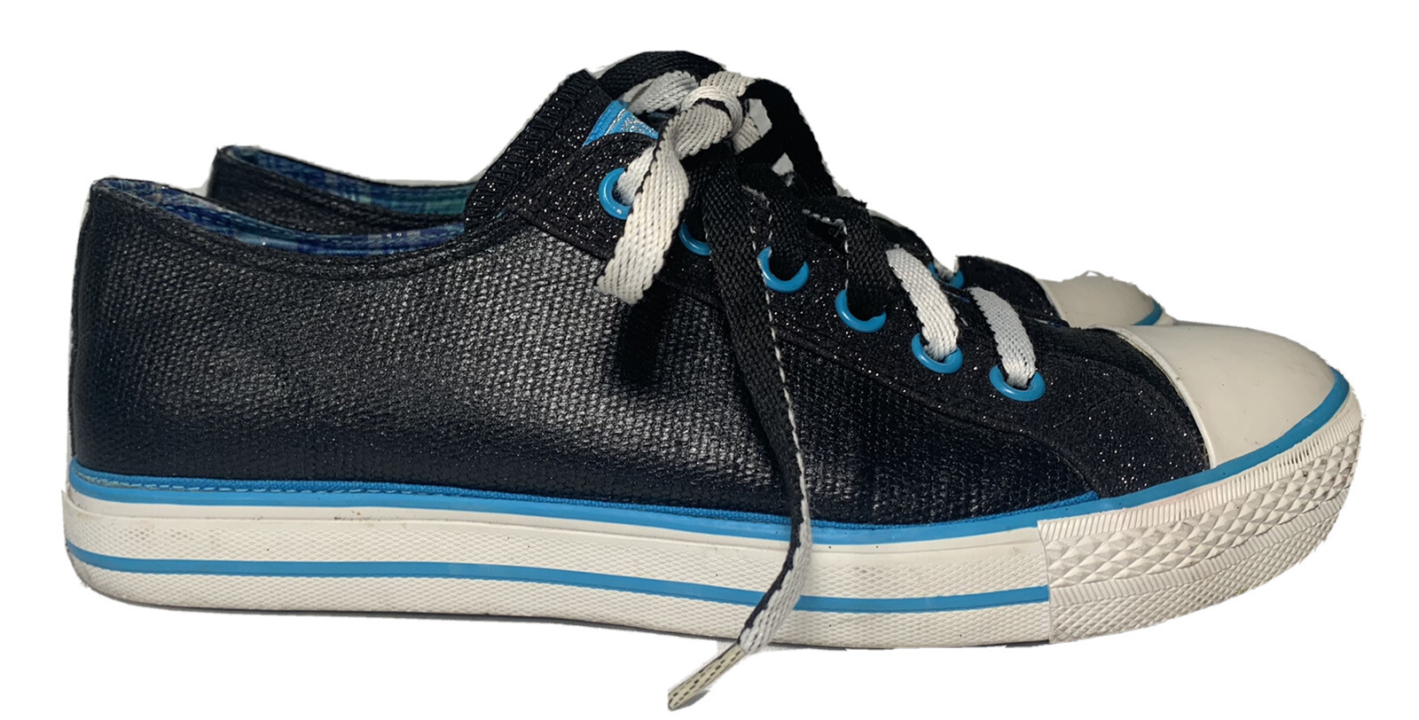 GOTTA FLURT Low Rise Sneakers Shoes Black Blue Accent Reversible Tongue Women 9