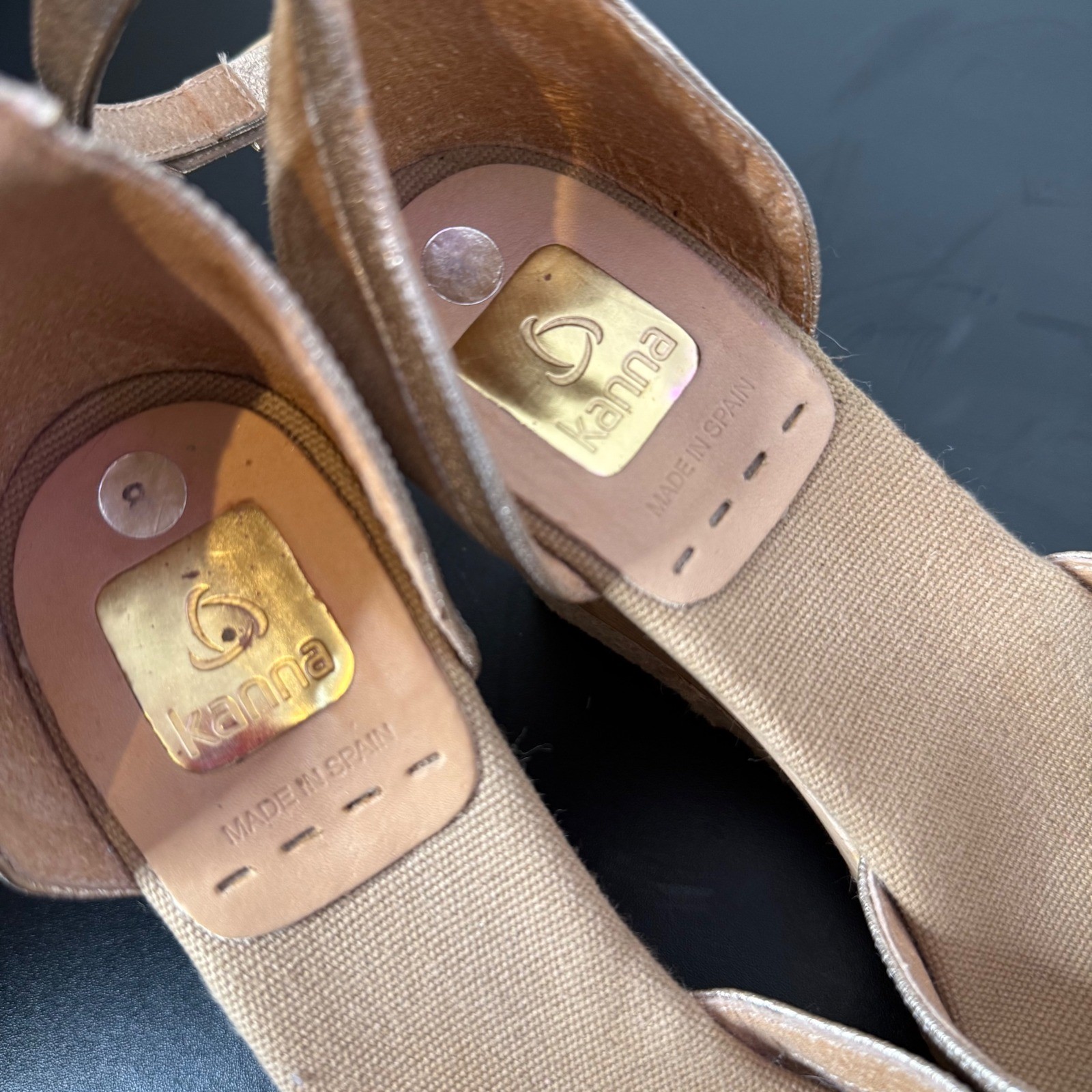 Kanna Spain Suede Leather Metallic Espadrille Wedge Sandals 38 US 8 Platform