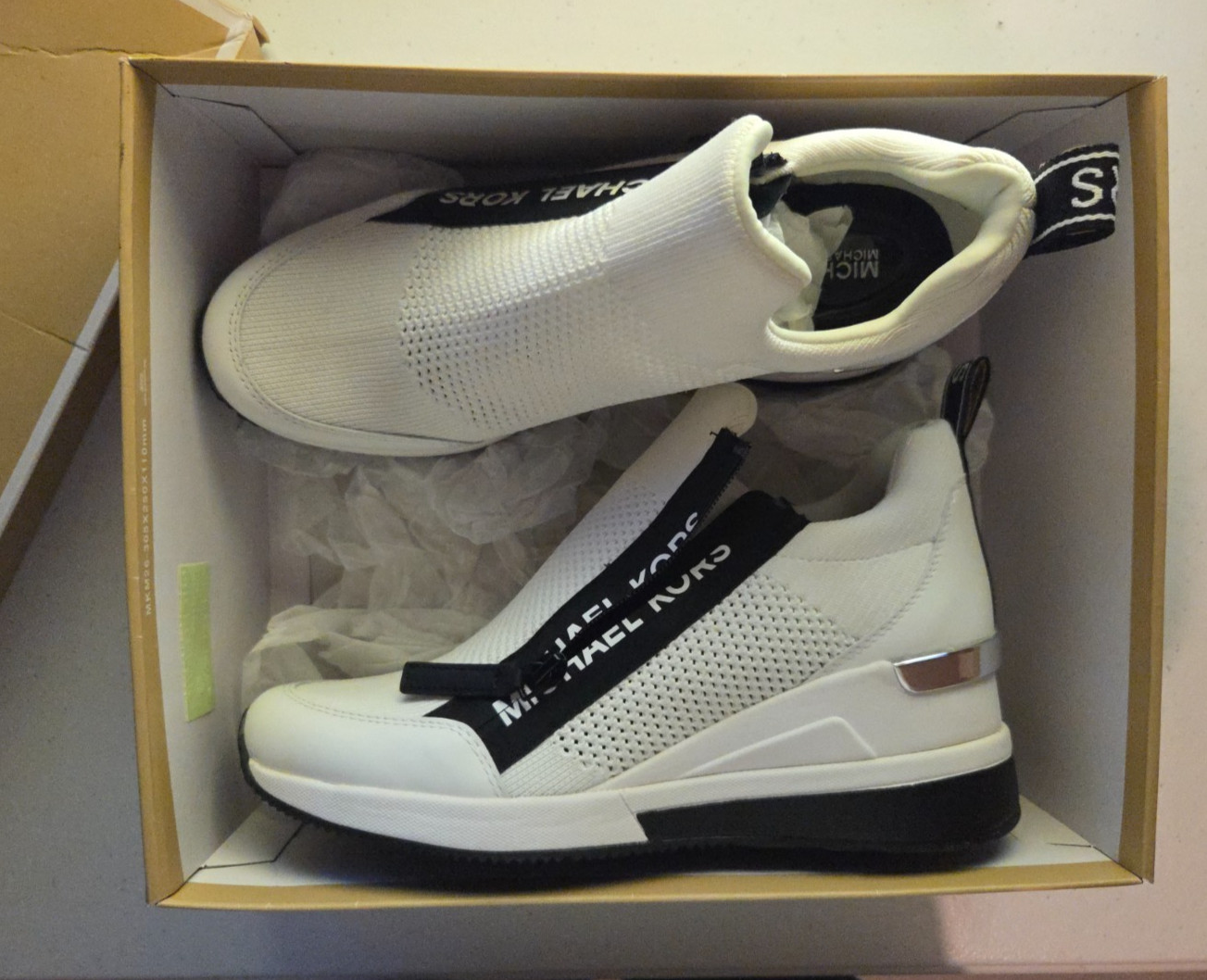 Michael Kors Willis Trainers in Stretch Knit White Size 8.5