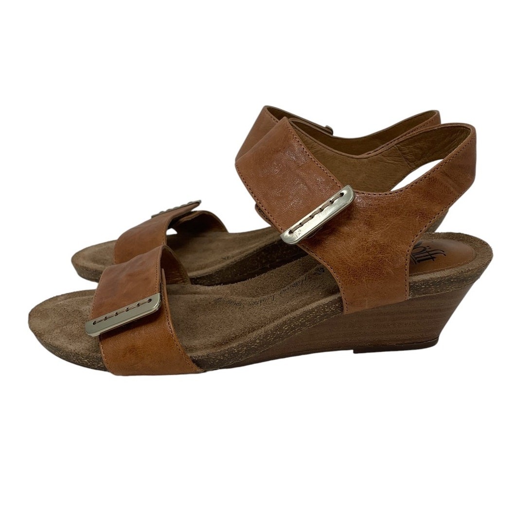 Sofft Verdi II Adjustable Leather Wedge Sandals Size 9M Boho Chic Coastal Casual