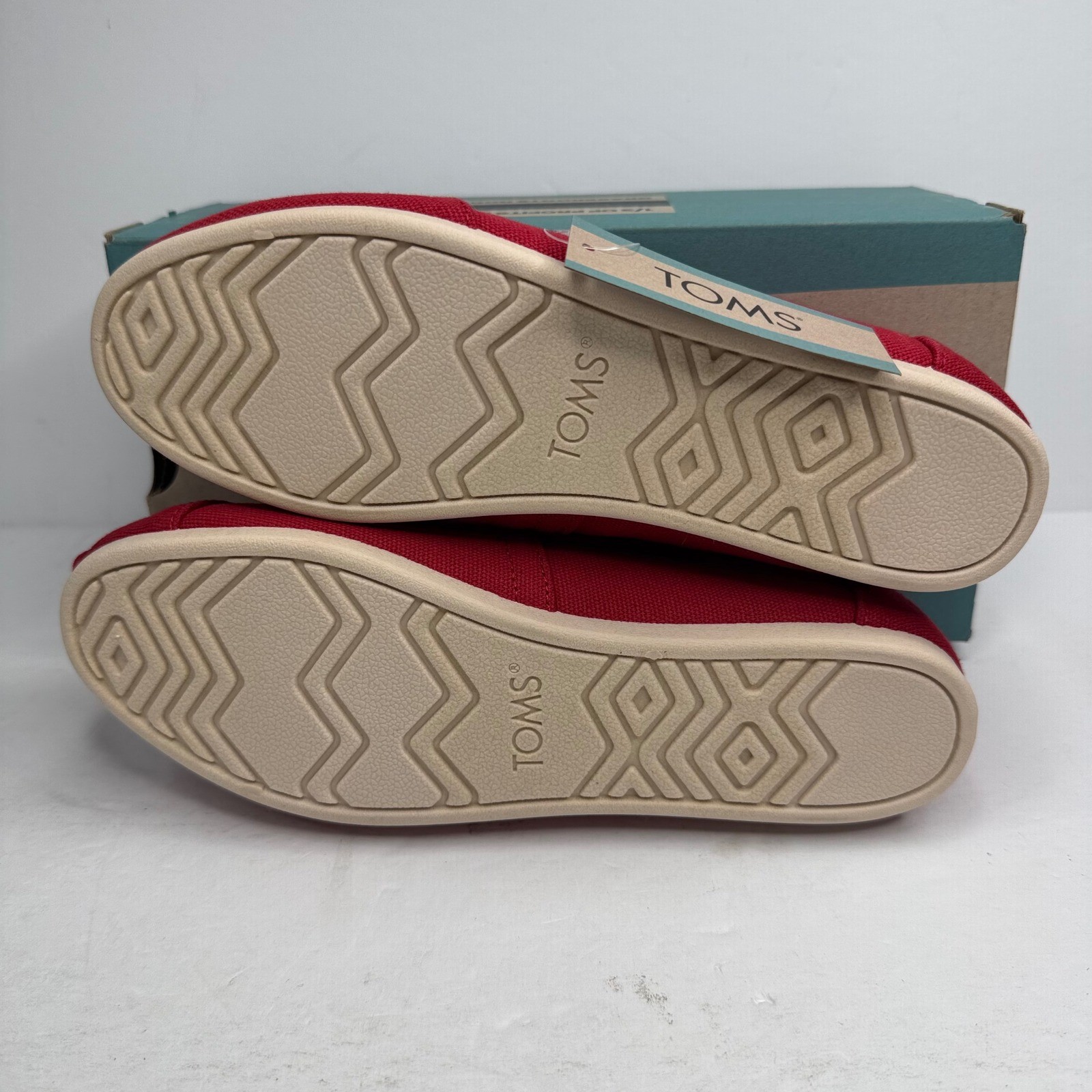 TOMS Alpargata Red Recycled Cotton Canvas Slip On Shoes Womens 6.5 10017743