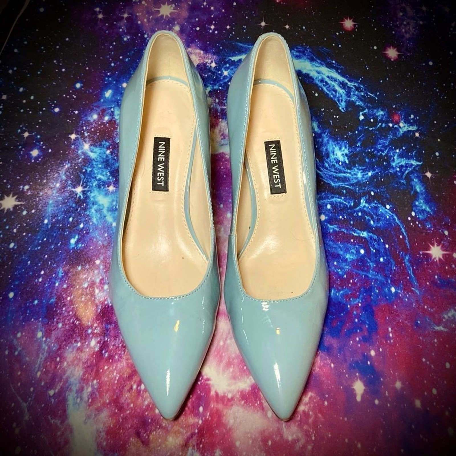 Nine West Patent Margot Pumps Light Blue