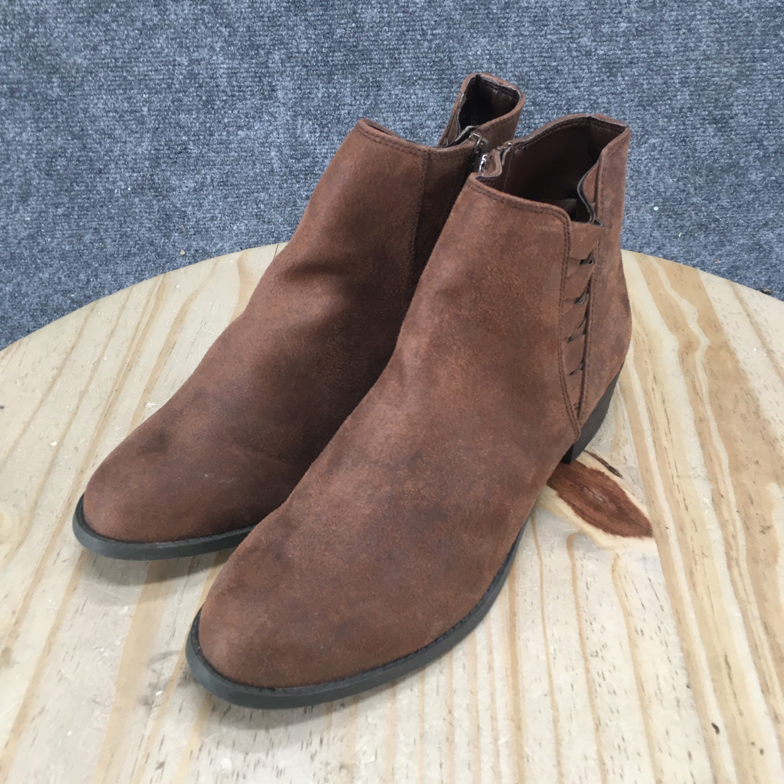 Carlos By Carlos Santana Boots Womens 9 M Bert Side Zip Ankle Bootie Brown
