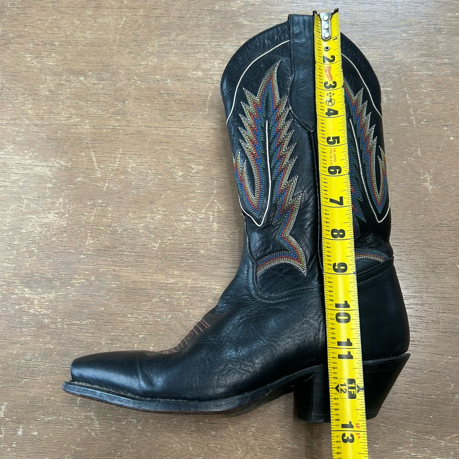 Vintage 70s Tony Lama Western Cowgirl Boots 5.5M Flame Stitched Festival Rodeo