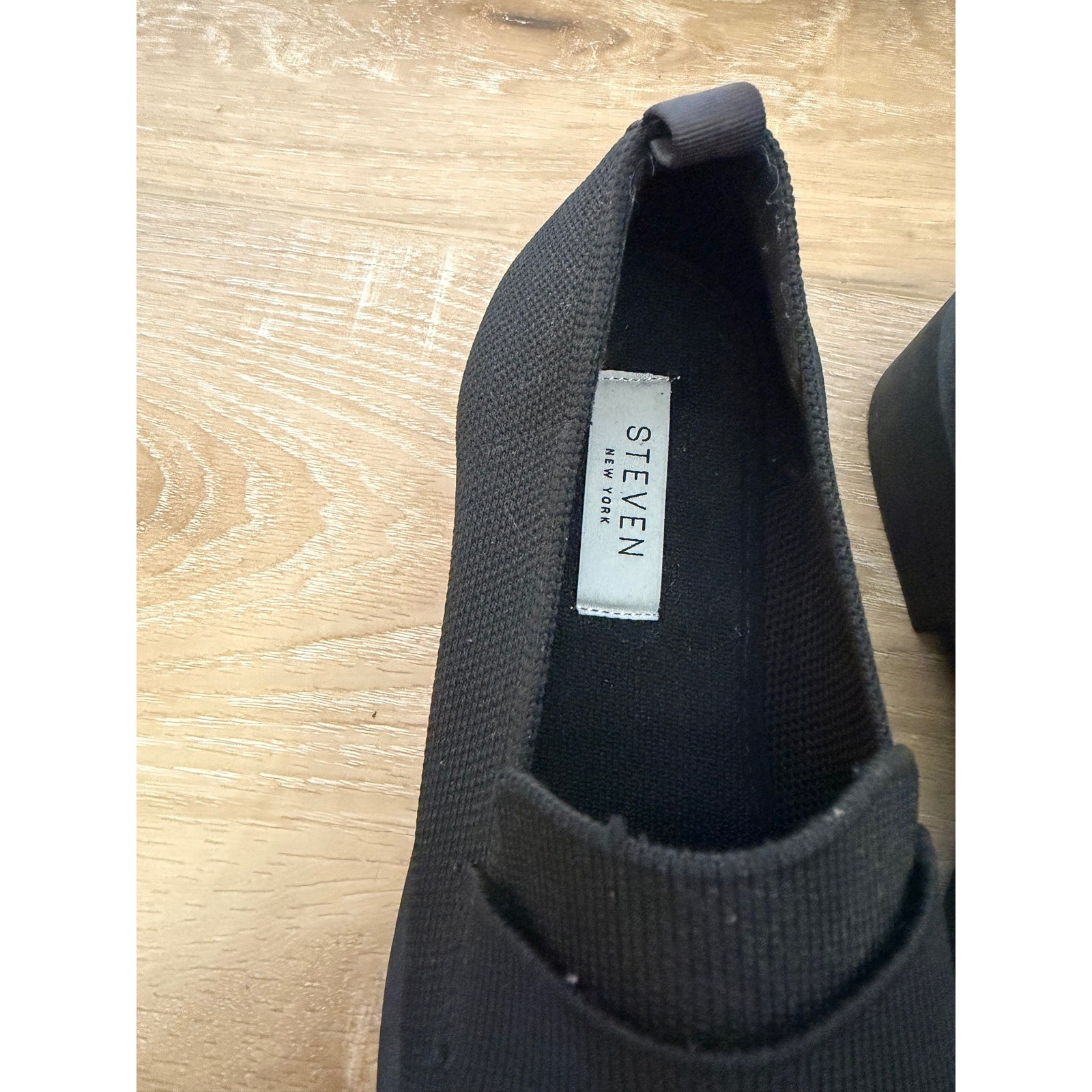 Steven New York Brynn Black Knit Platform Penny Loafers Womens 8M