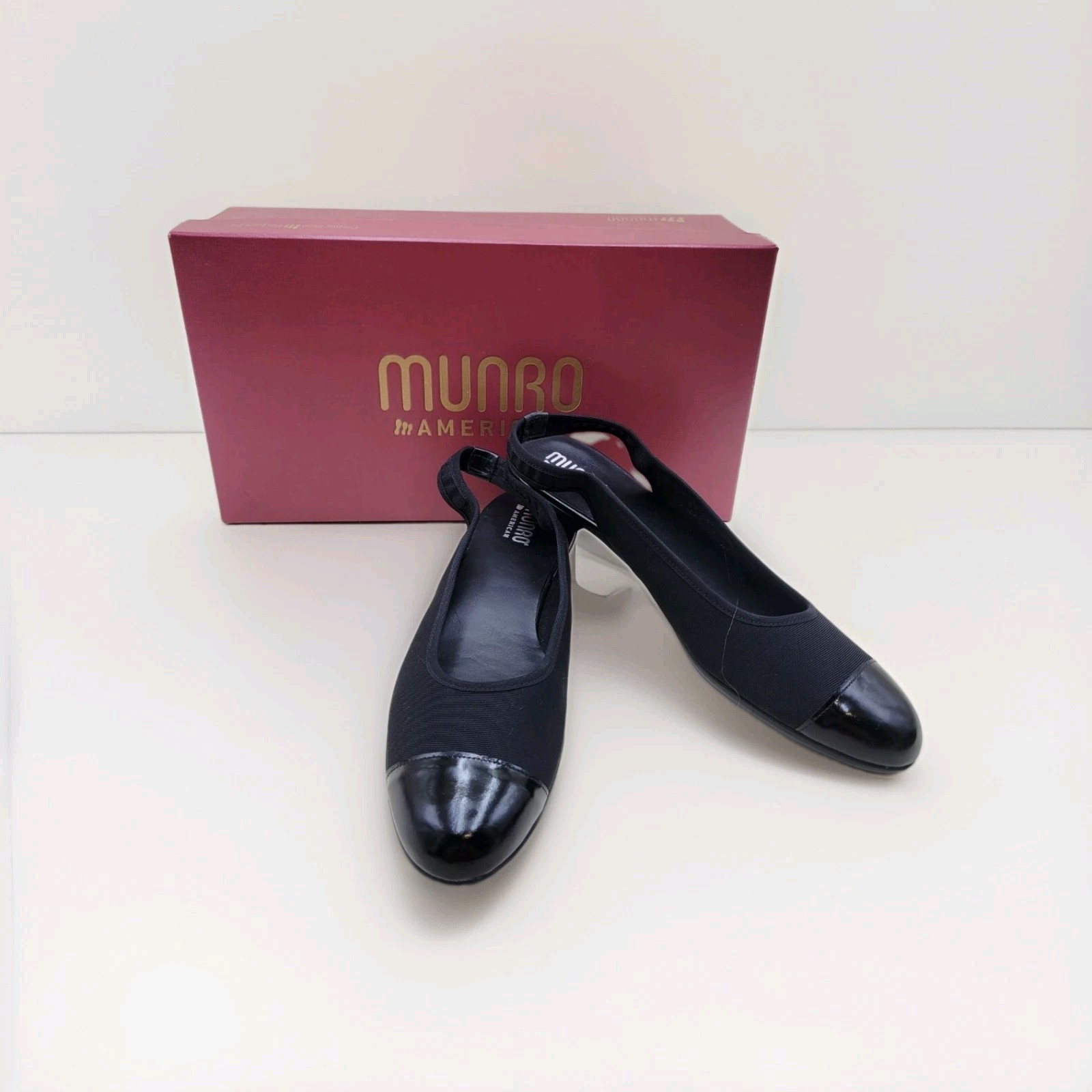 Munro American Payton Heels Women’s 10 N Black Fabric Patent Slingback M260087