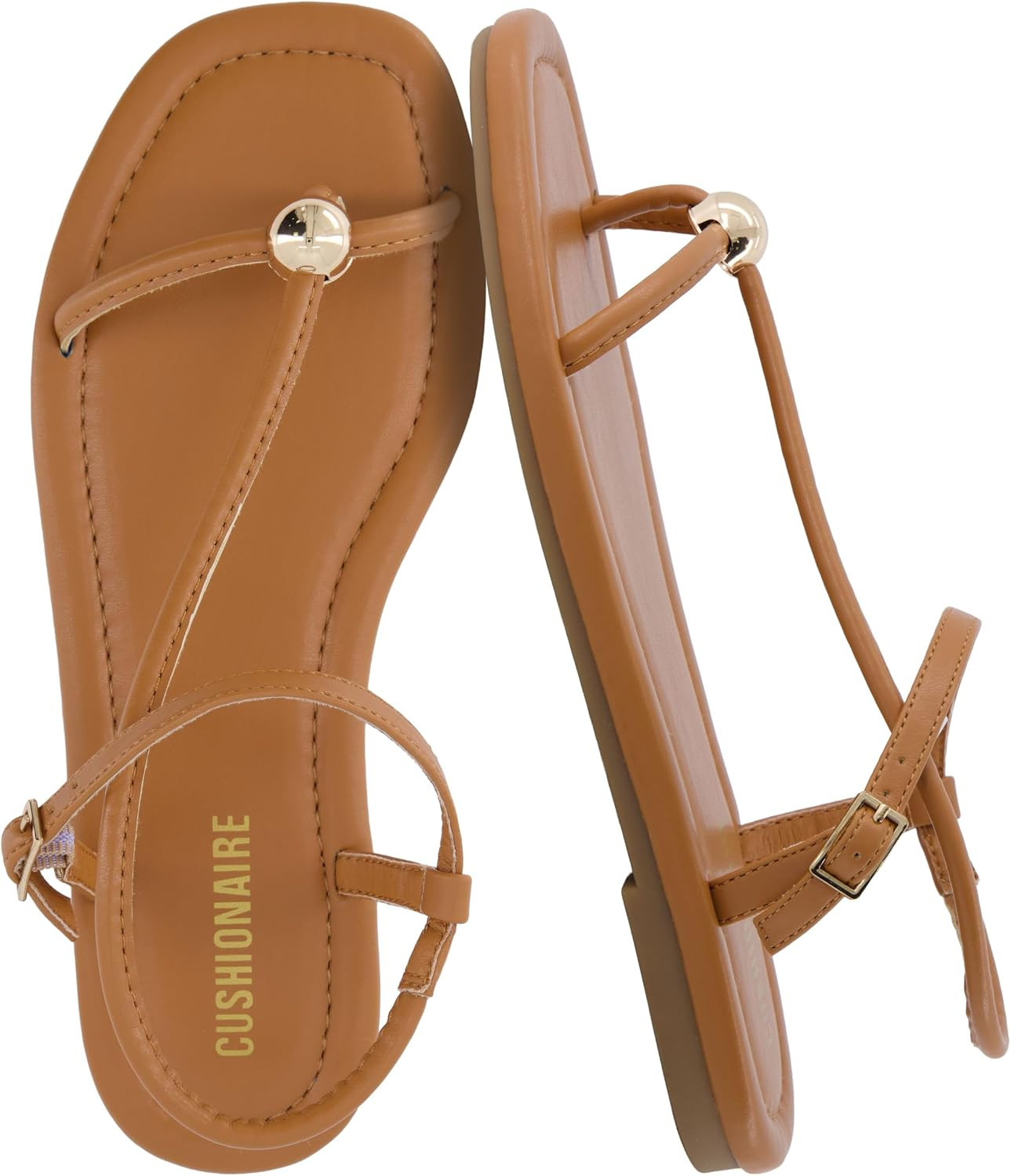 Alias Squared Toe Womens Sandals, T-Strap Flat Sandal with Cushioned Footbed and