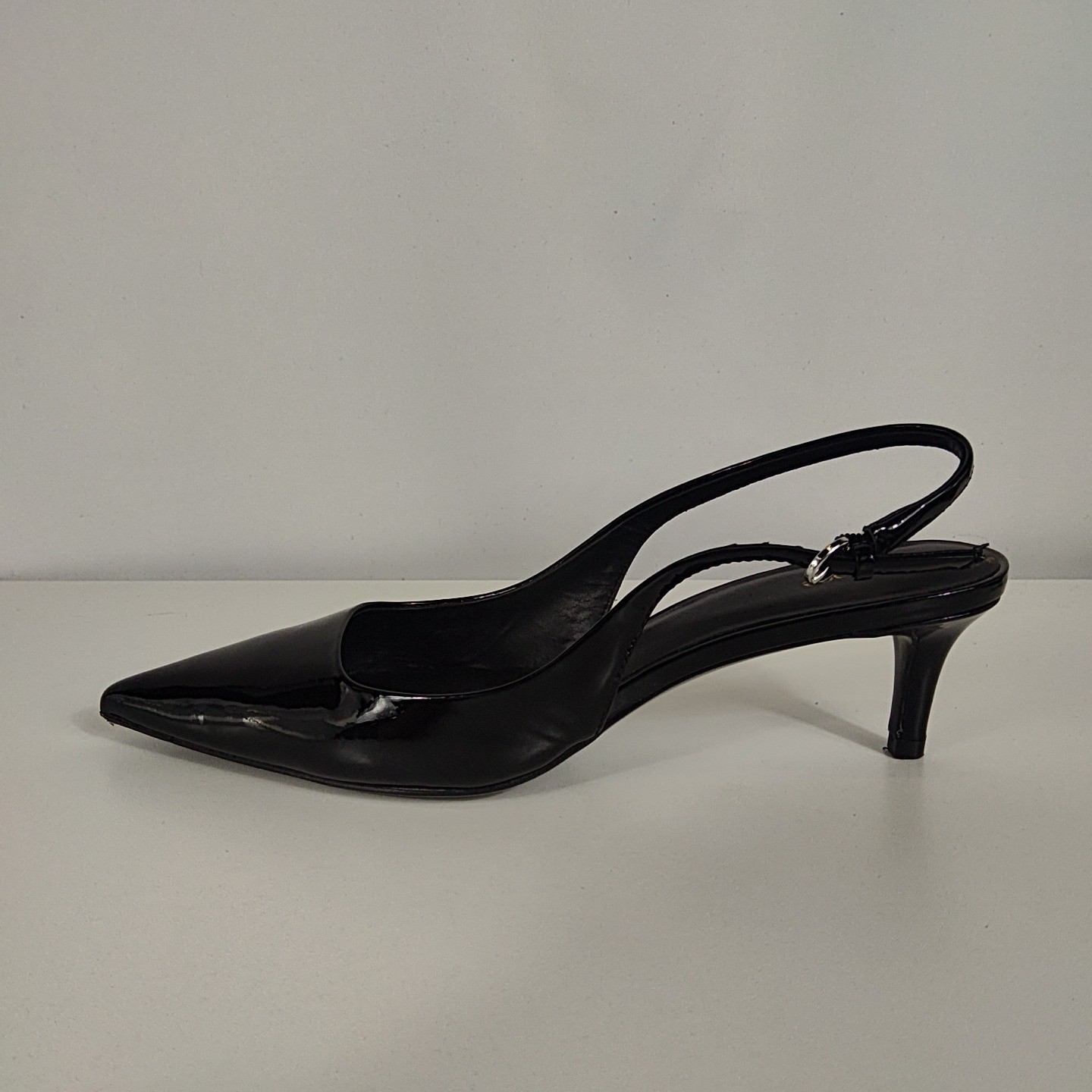 Quince Women Italian Leather 55Mm Slingback Pump Black Shoes 7