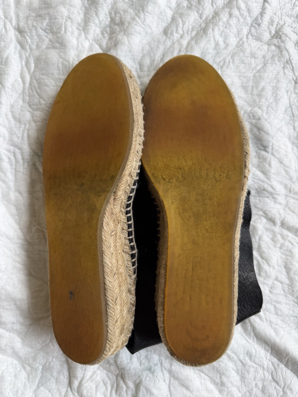 Bimba Y Lola Jute Black espadrille Wedge EU 39 US 8 pony-style made in Spain