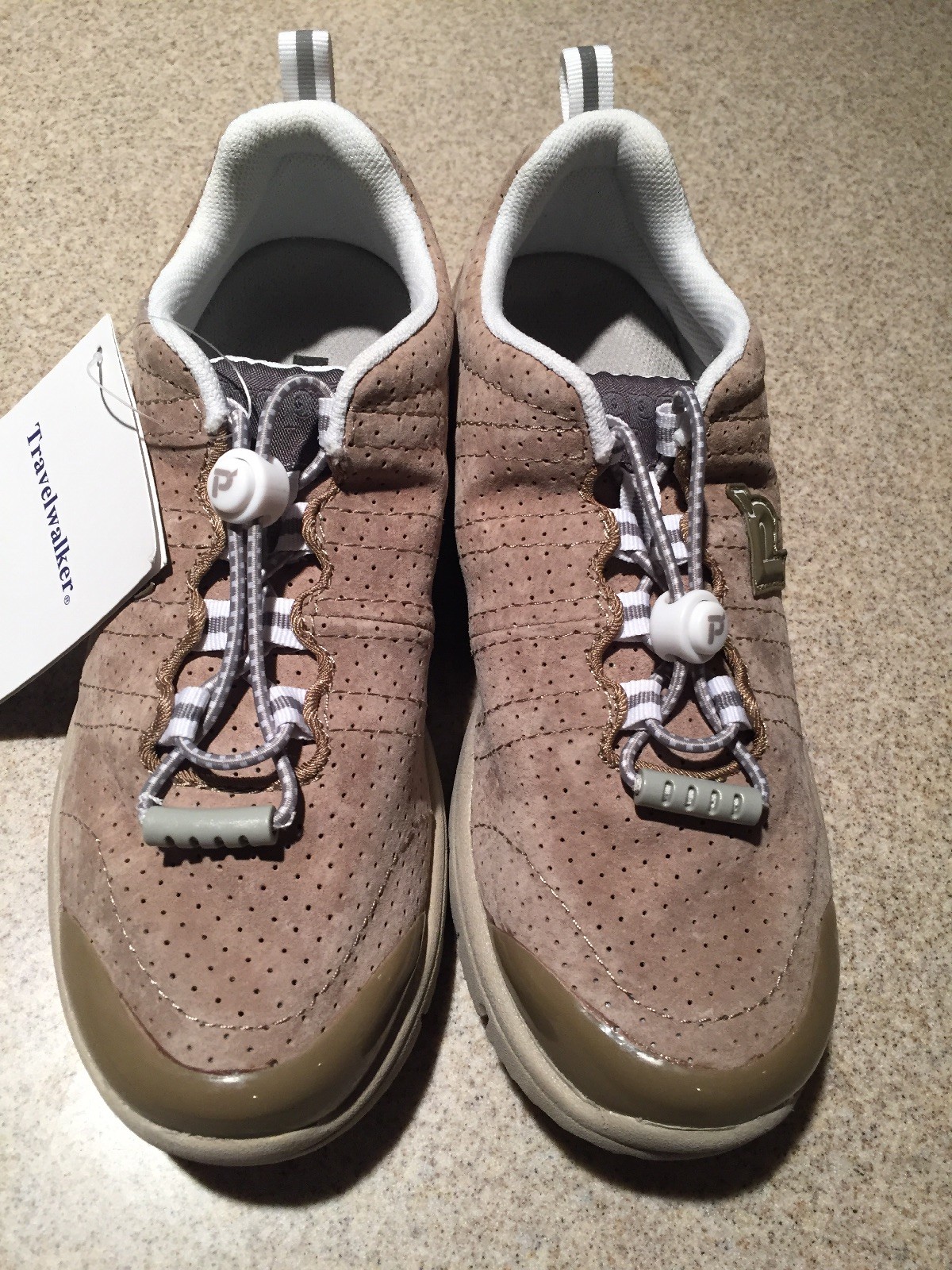 New Propet 3218 Travel Walker Beige Suede Bungee Lace 6