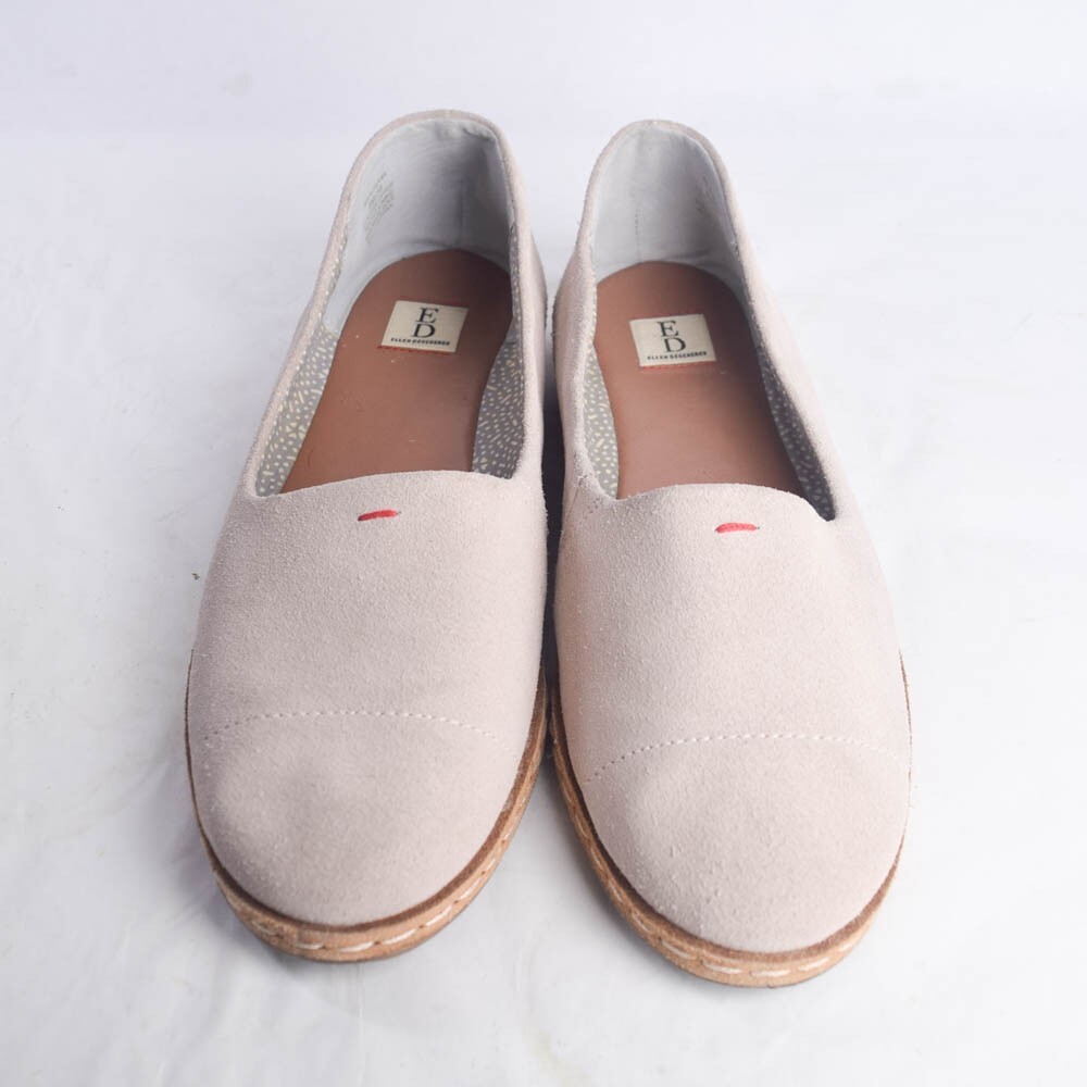 ED Ellen Degeneres Womens 8 Pale Pink Beige Suede Flats Loafers Slip Ons Norana