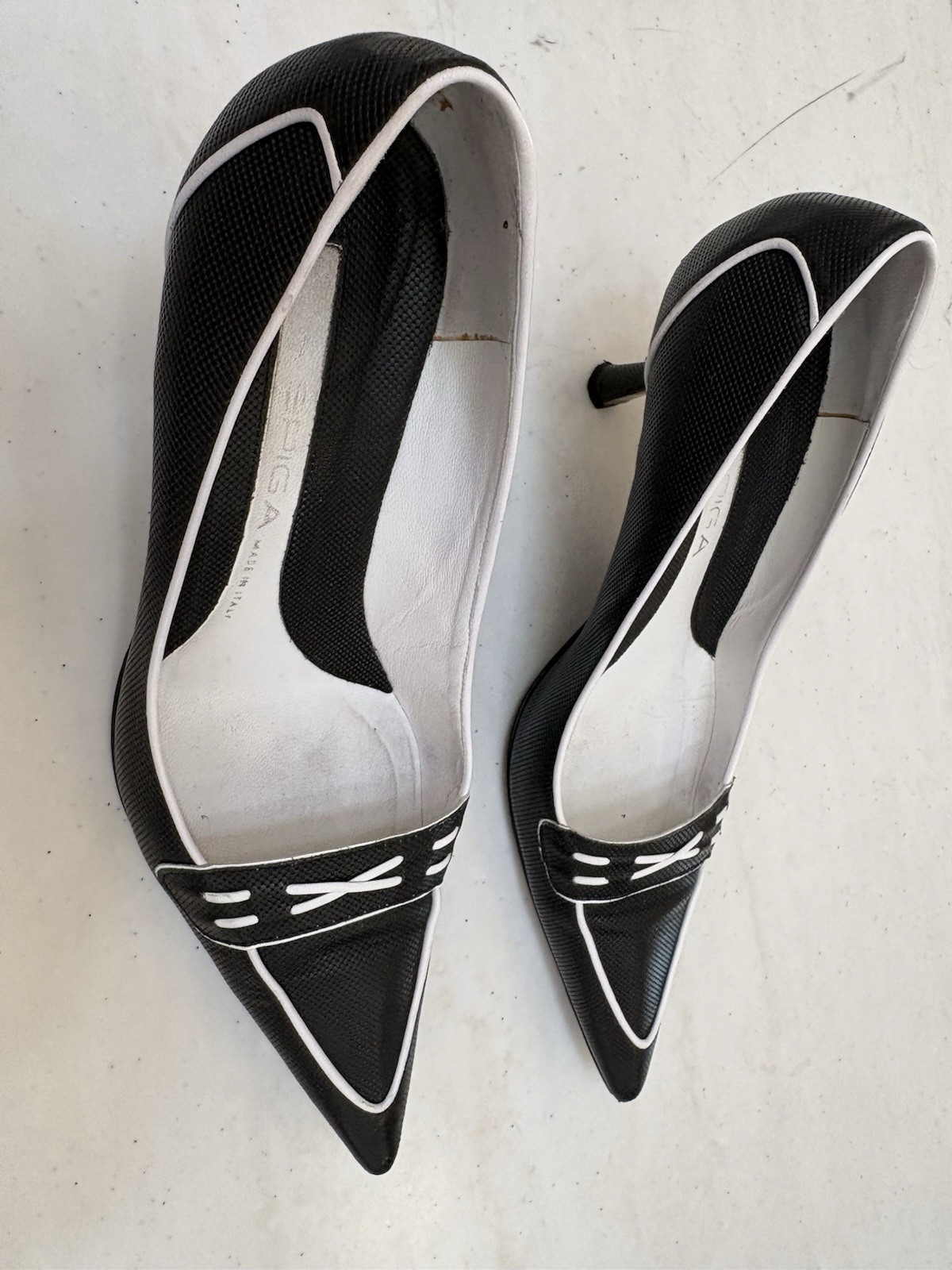 Via Spiga Women’s Black/White Pointed Toe Pump Stiletto Slip On US 8.5 M