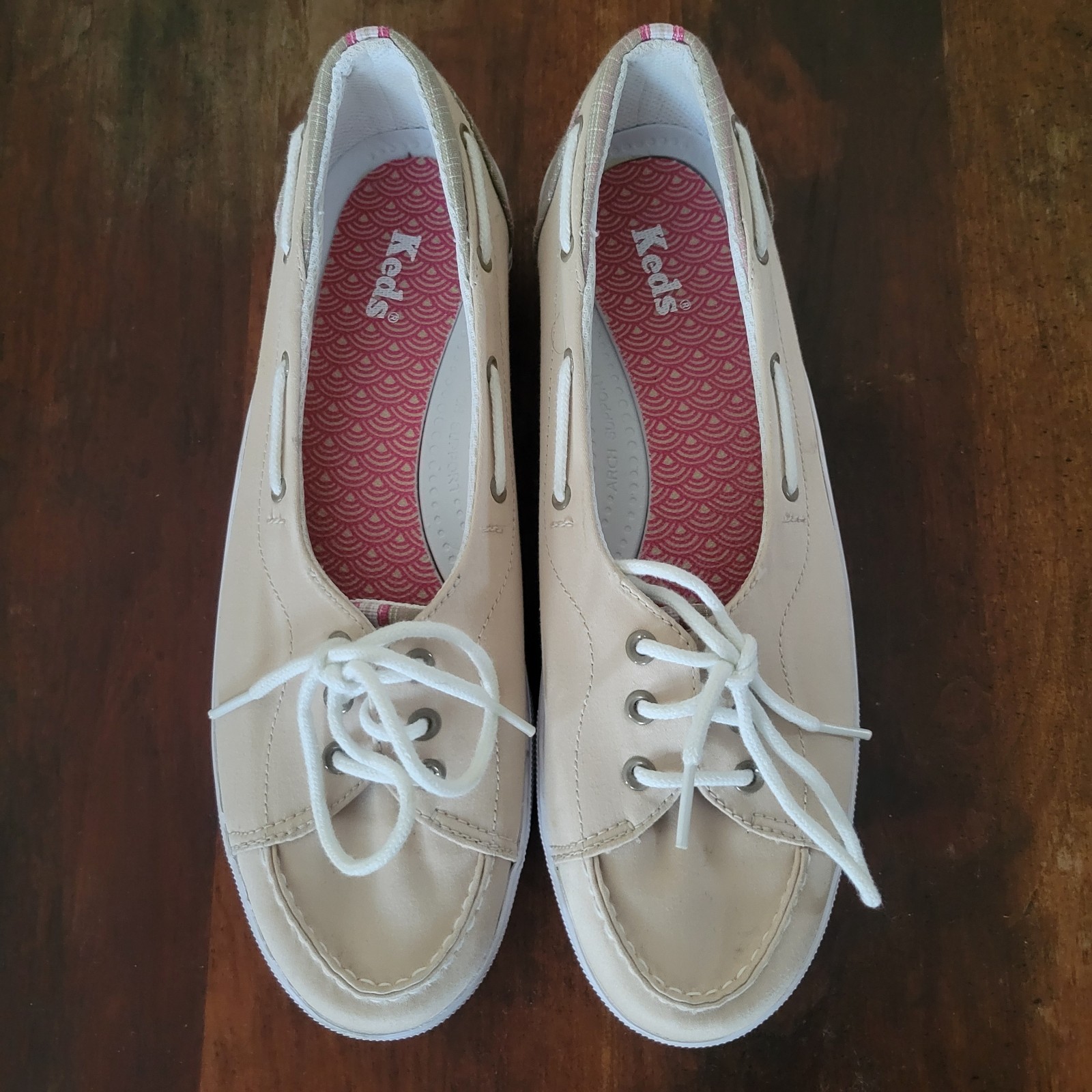Keds Orginal Women’s 9 Stone Canvas Flat Loafer Lace Up Boat Shoes Casual Travel