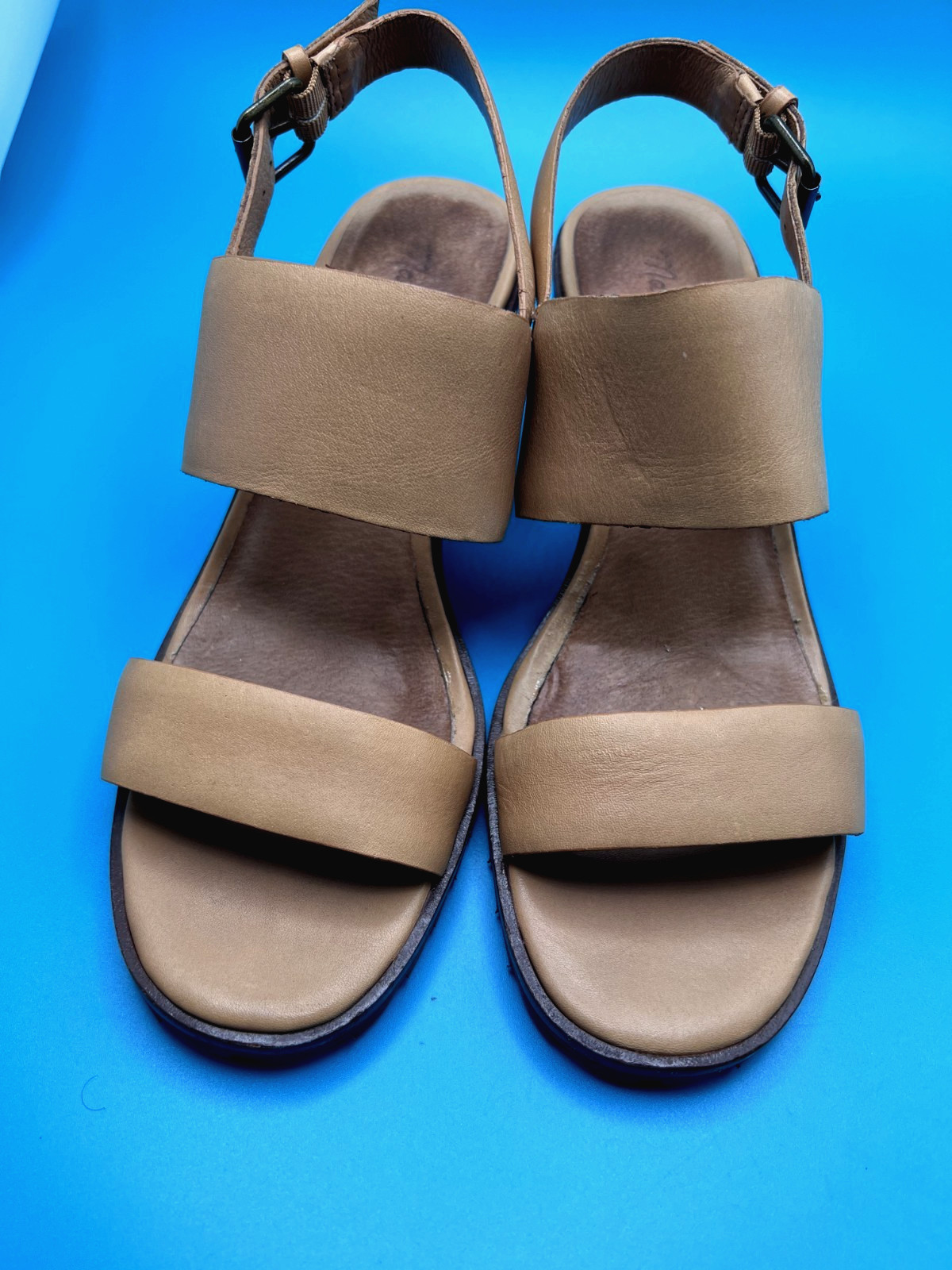 Madewell The Kiera Lugsole Sandal Leather Block Heel Camel Brown Size 8