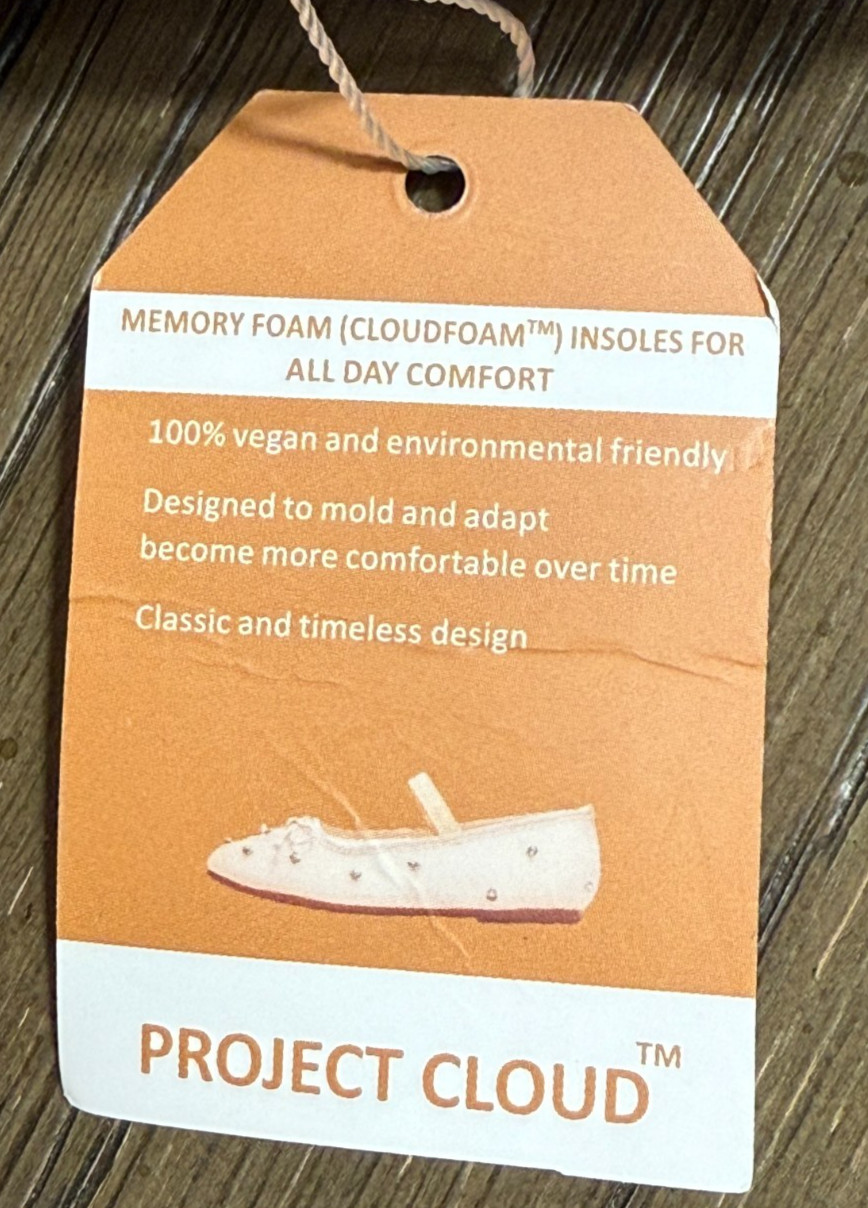 Project Cloud Amity Women’s Ballet Flat Crystal Size 10 Nude Memory Foam