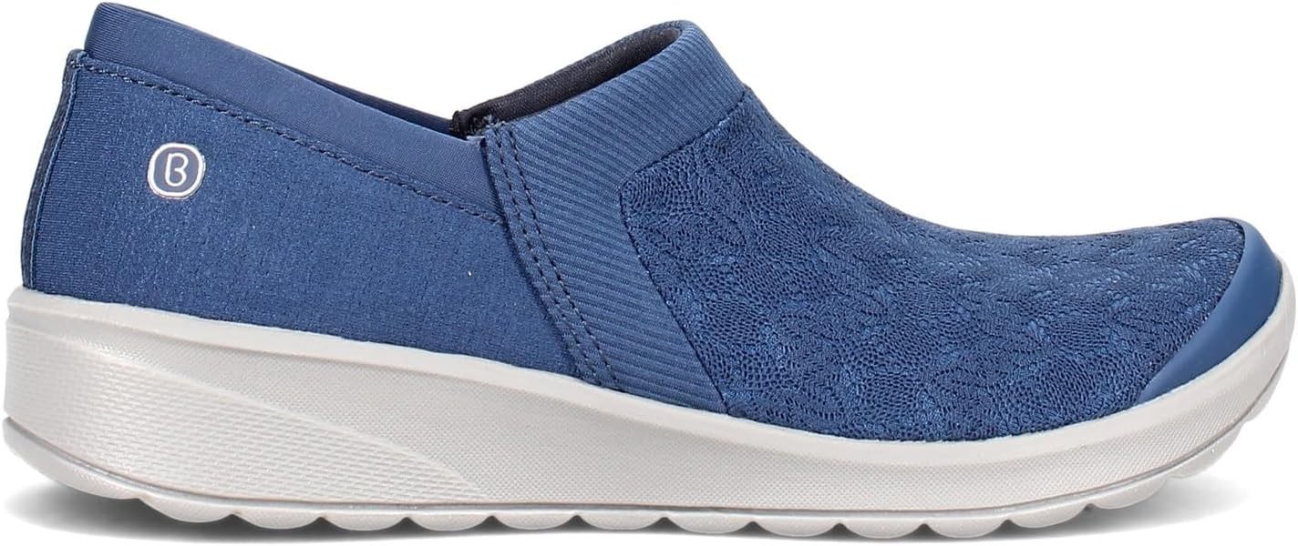 Bzees Gia 7 M Blue Pointelle Knit Machine Wash Slip On Lightweight Comfort Shoes