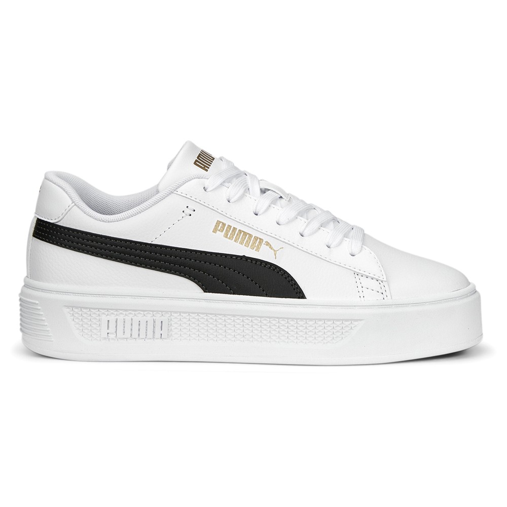 PUMA Smash V3 Platform Lace Up Womens White Sneakers Casual Shoes 39075804
