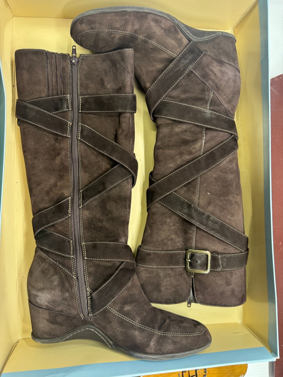 Antonio Melani Womans Soft Suede Leather Brown 15″ Height Long Boots 8.5 M