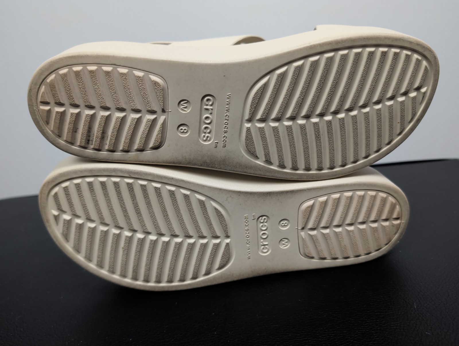 Crocs Womens Sz 8 Brooklyn Low Wedge Platform Sandals Literide Slingback Bone