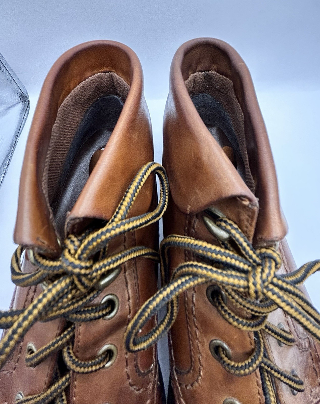 Michel M Brown Leather Women’s Size 8.5M Lace Up Ankle Boots Y2K